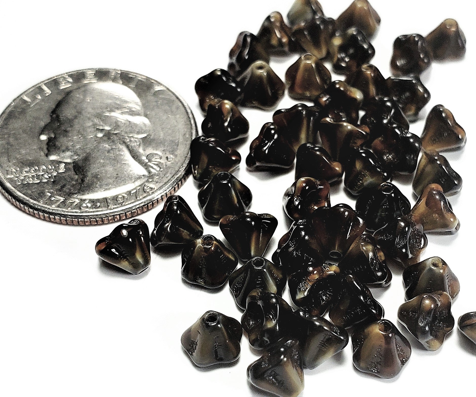 4x6mm Tiger Eye Czech Glass Bell-Shaped Flower 50ct