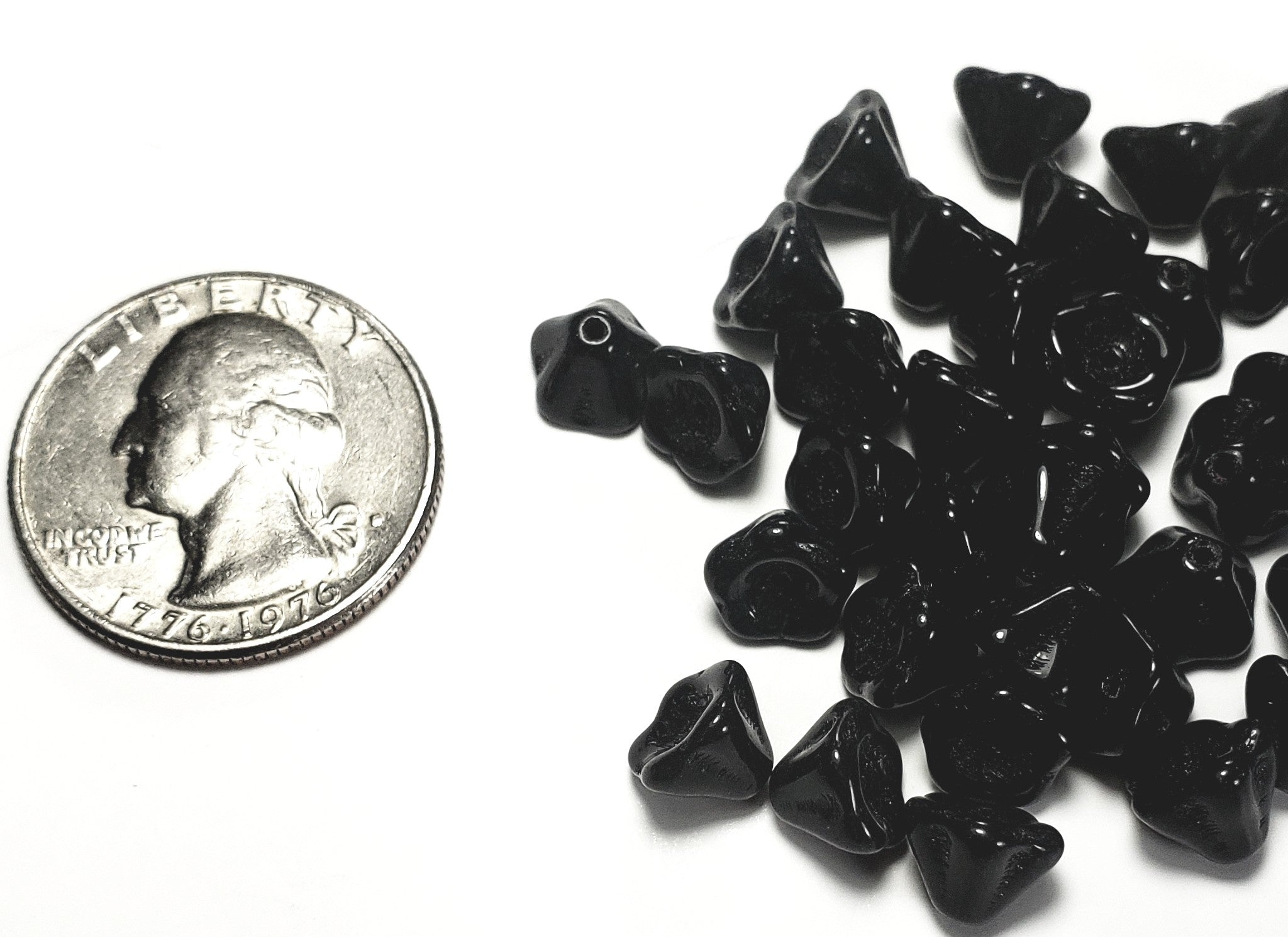 6x8mm Jet Czech Glass Bell-Shaped Flower 30ct