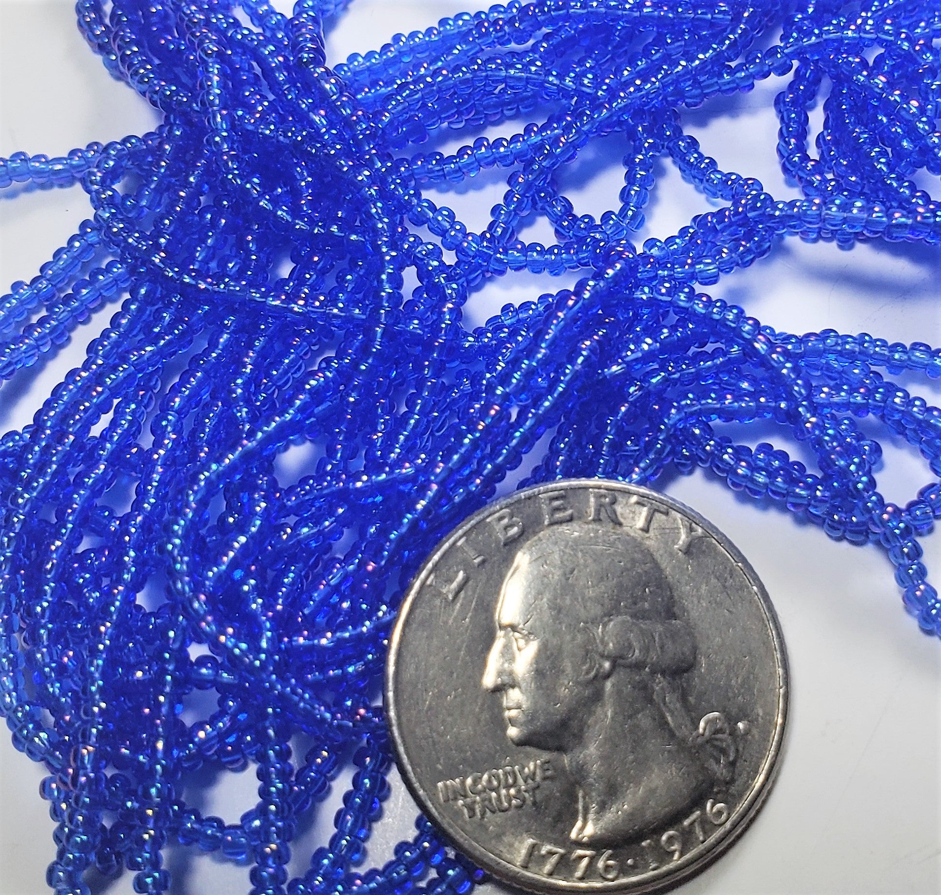 11/0 Sapphire AB Czech Seed Beads Full Hank