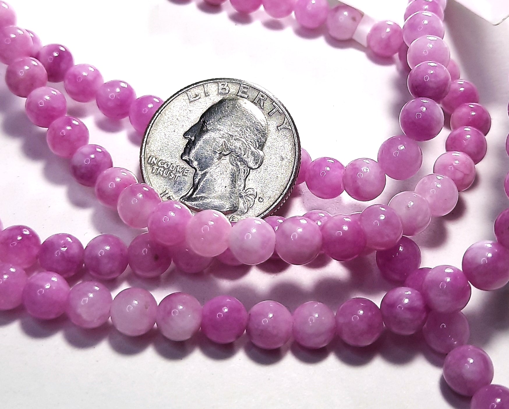 6mm Kunzite Dyed White Stone Round Gemstone Beads 8-Inch Strand