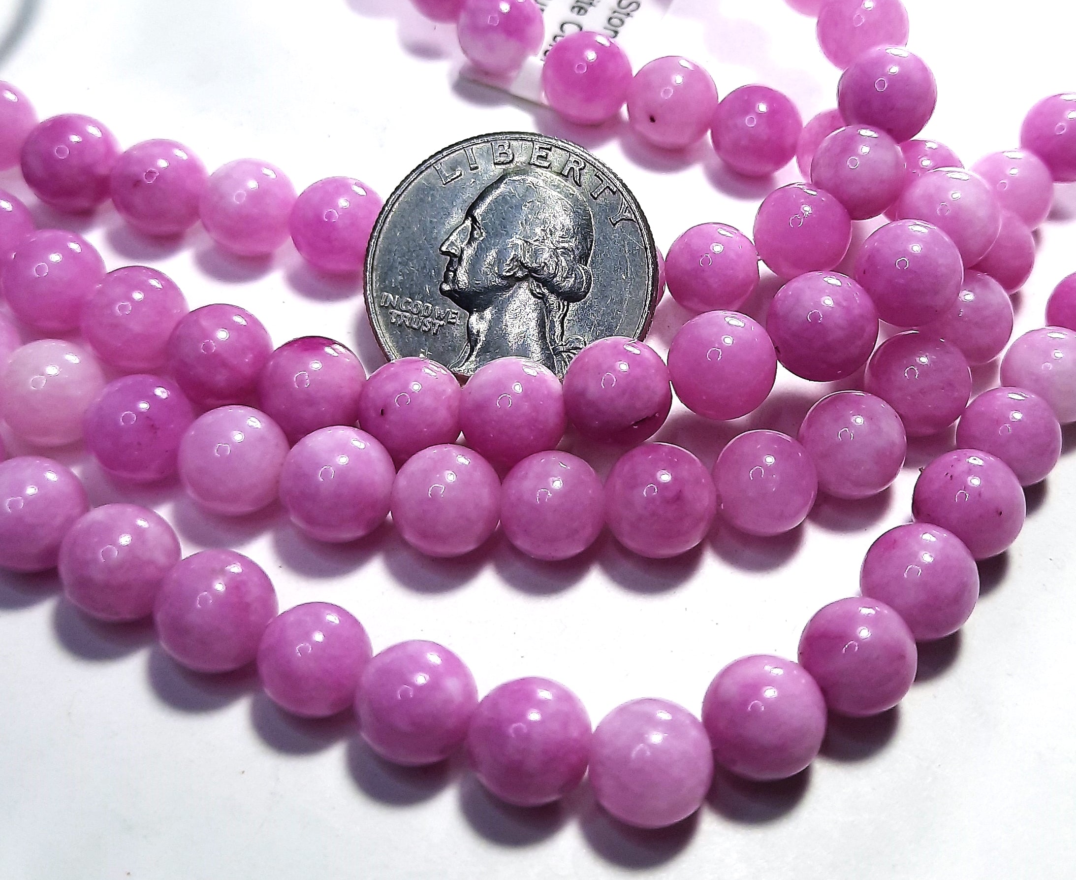 8mm Kunzite Dyed White Stone Round Gemstone Beads 8-Inch Strand