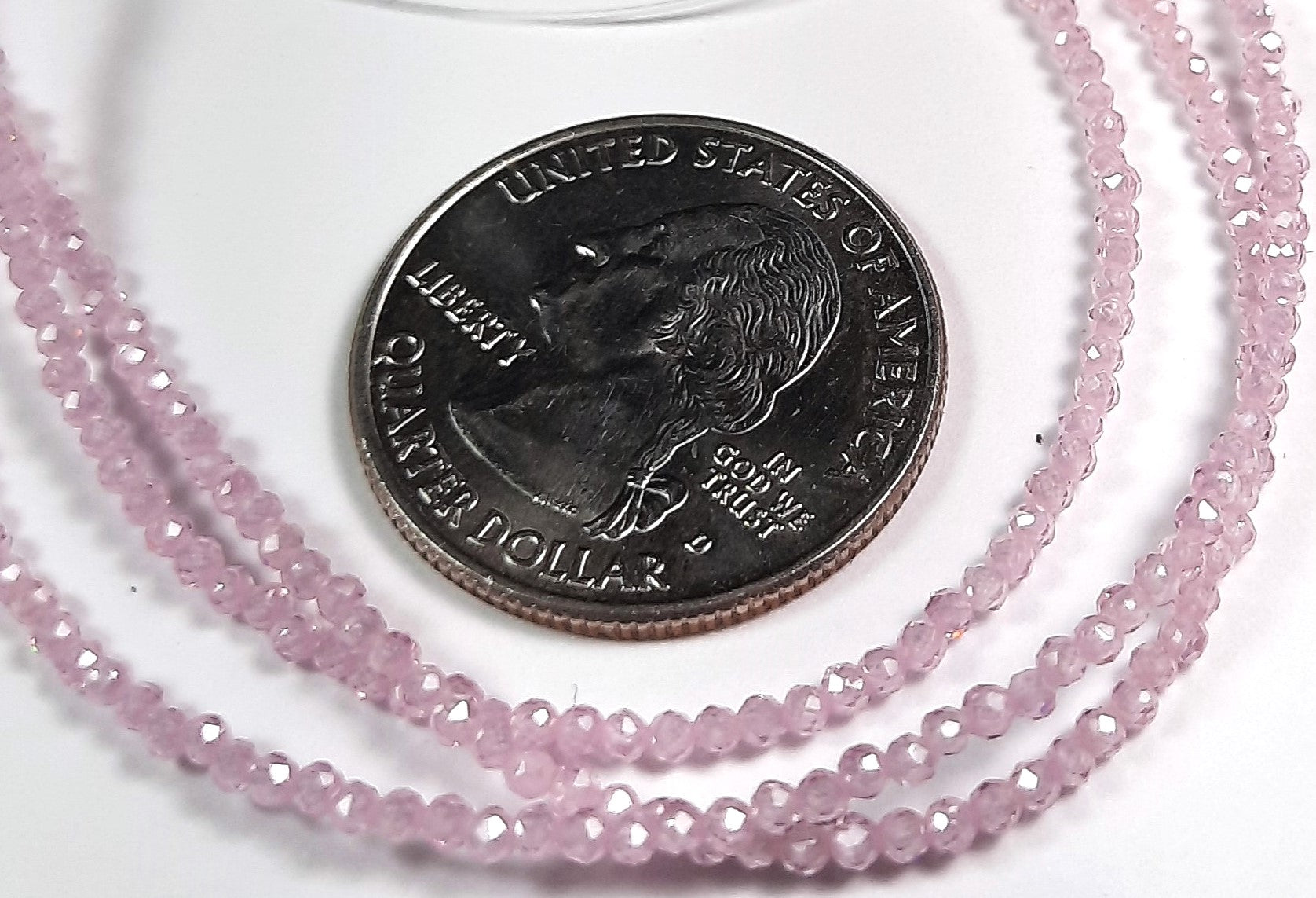 2mm Zircon Pink Faceted Round Gemstone Beads 8-Inch Strand