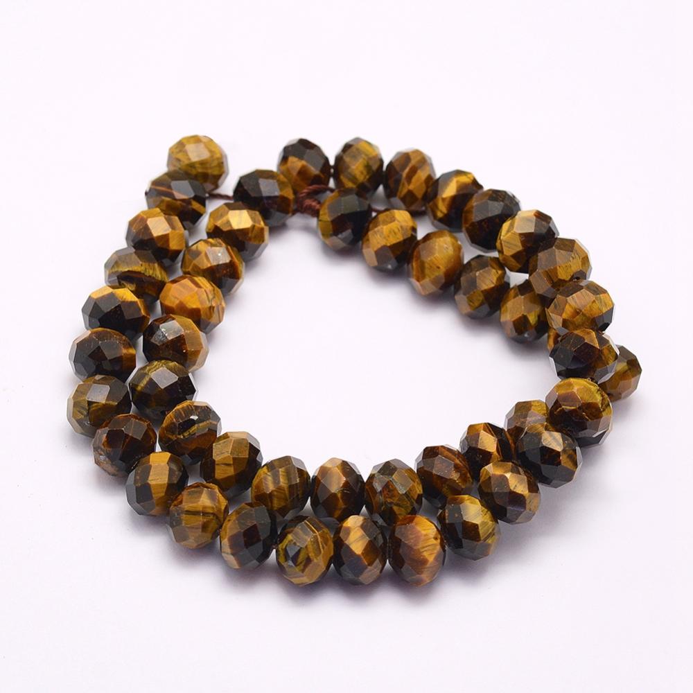 8x5mm Faceted Rondelle Yellow Tiger Eye Beads 10ct