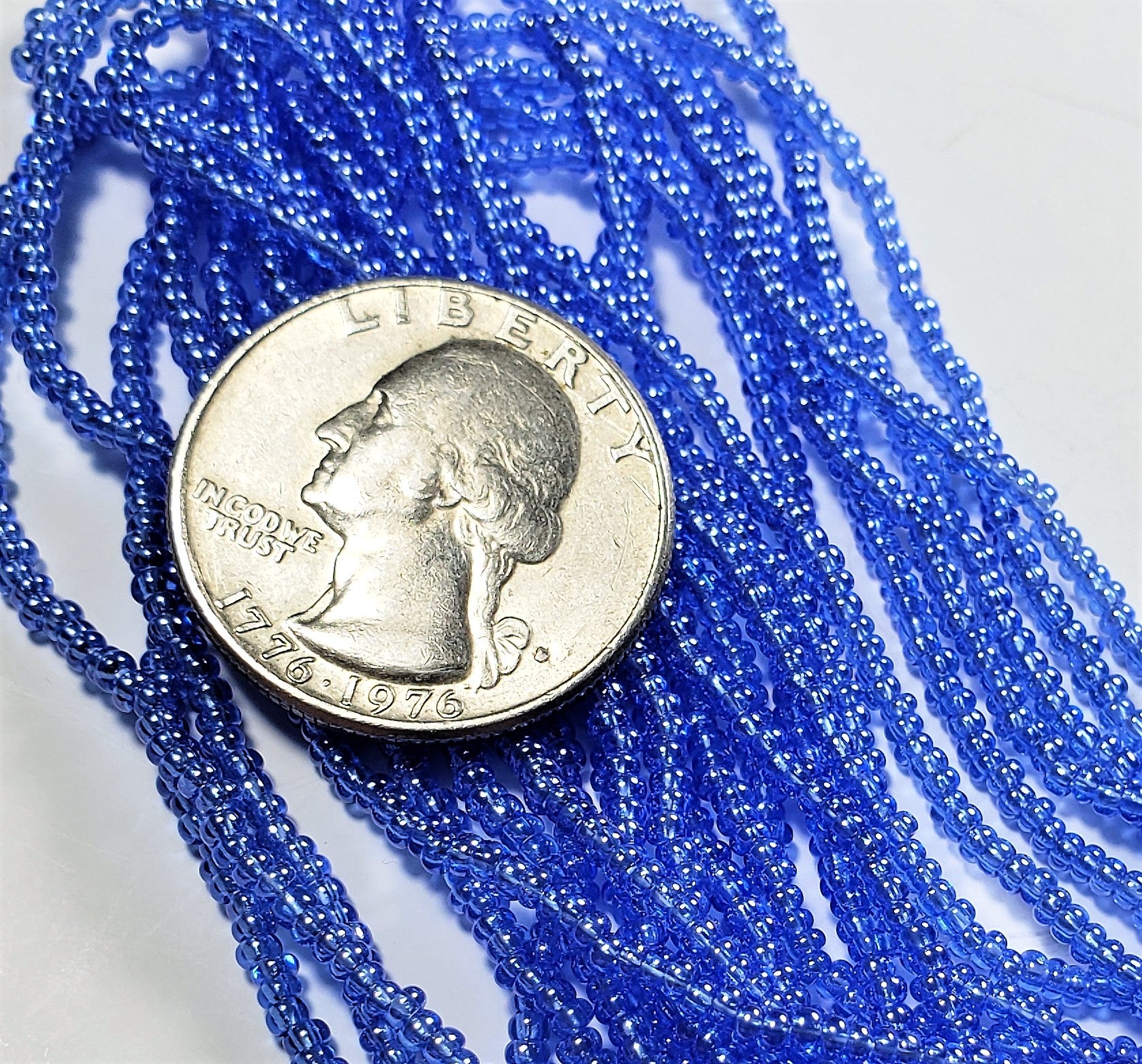 11/0 Light Sapphire Luster Czech Seed Beads Full Hank