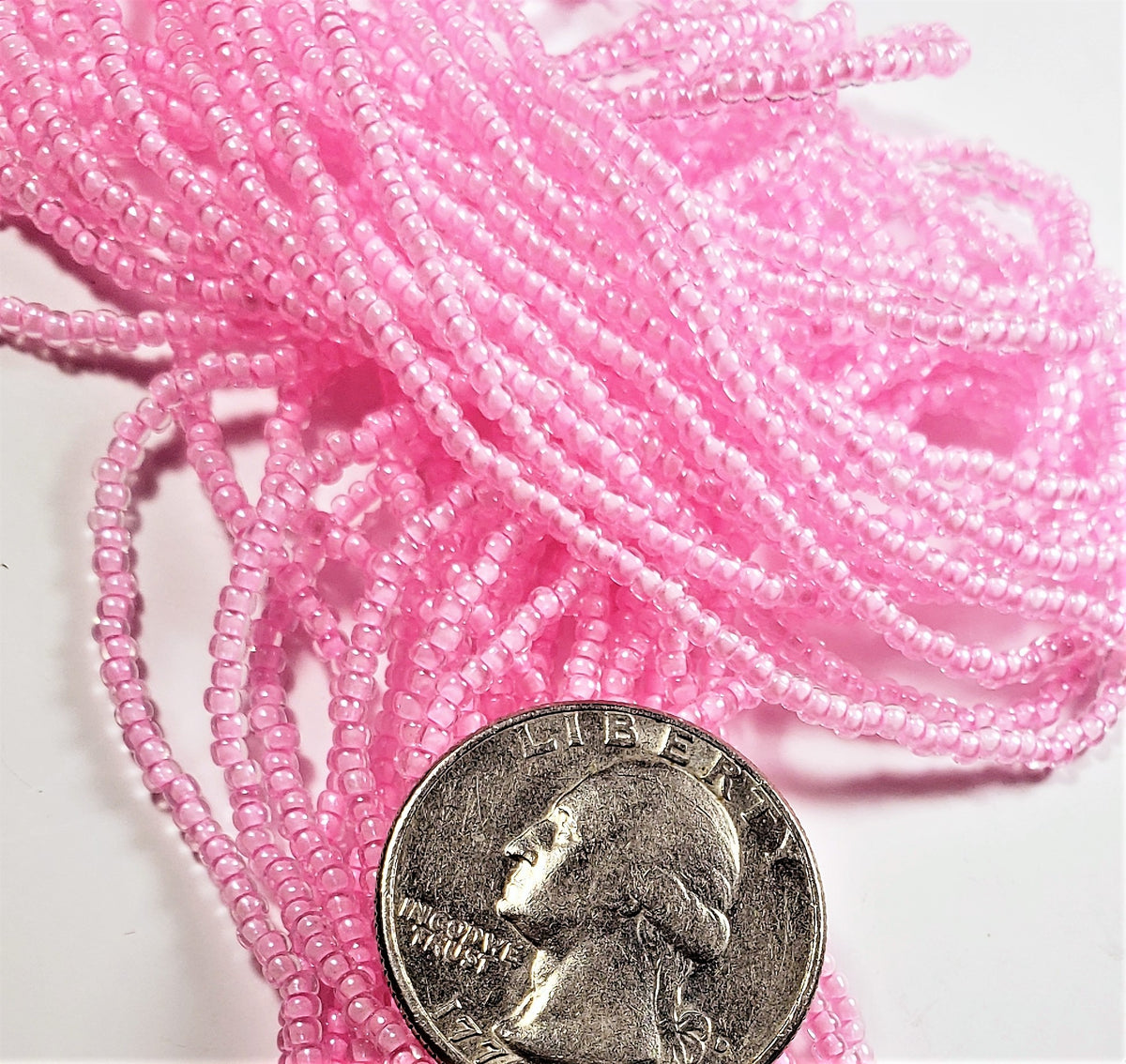 11/0 Crystal Pink-Lined Czech Seed Beads Full Hank