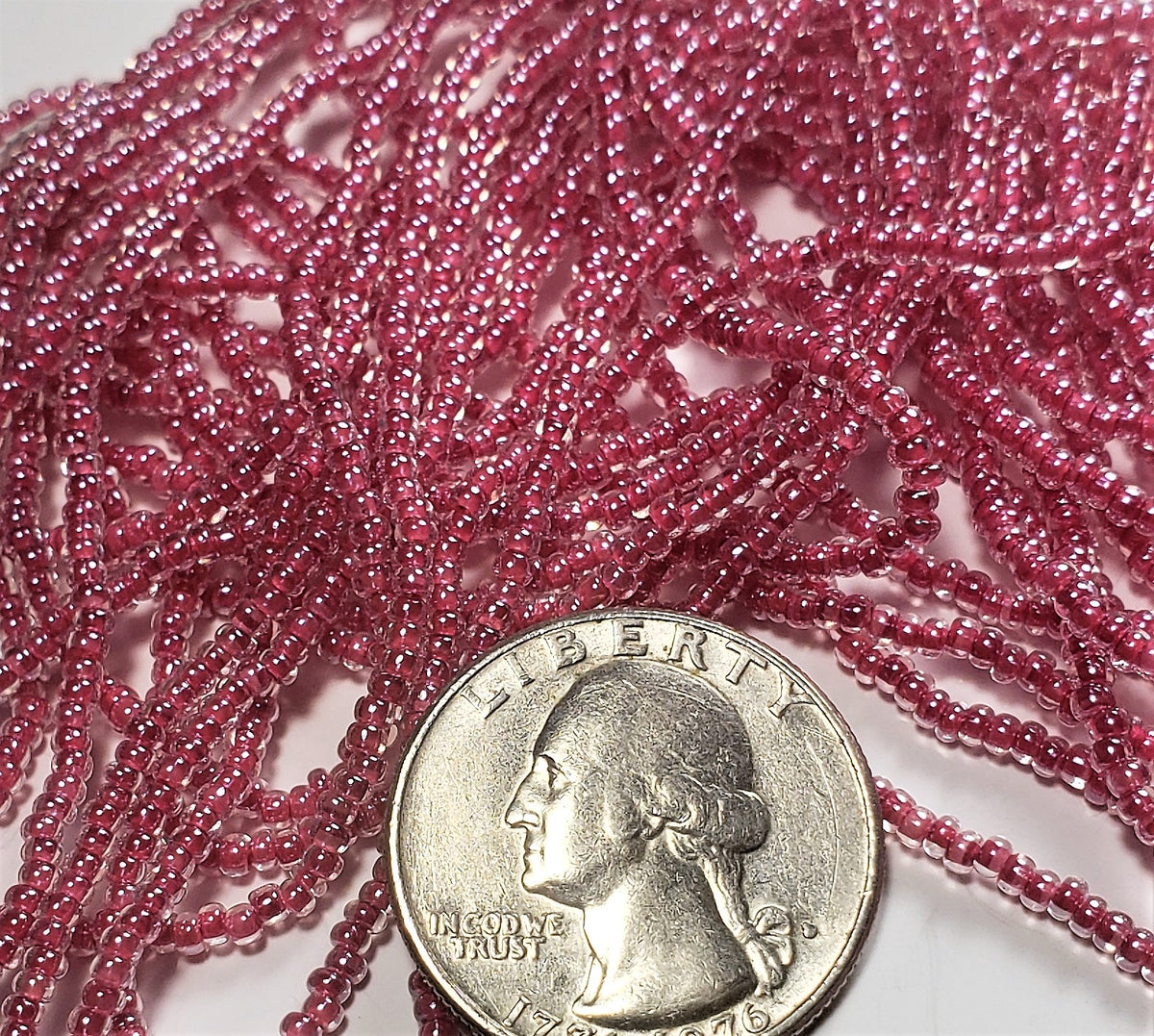 11/0 Crystal Red-Lined Czech Seed Beads Full Hank