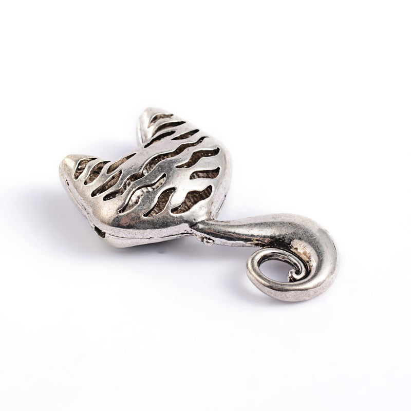 Fox Focal Bead with Rose Glass Rhinestones in Antique Silver