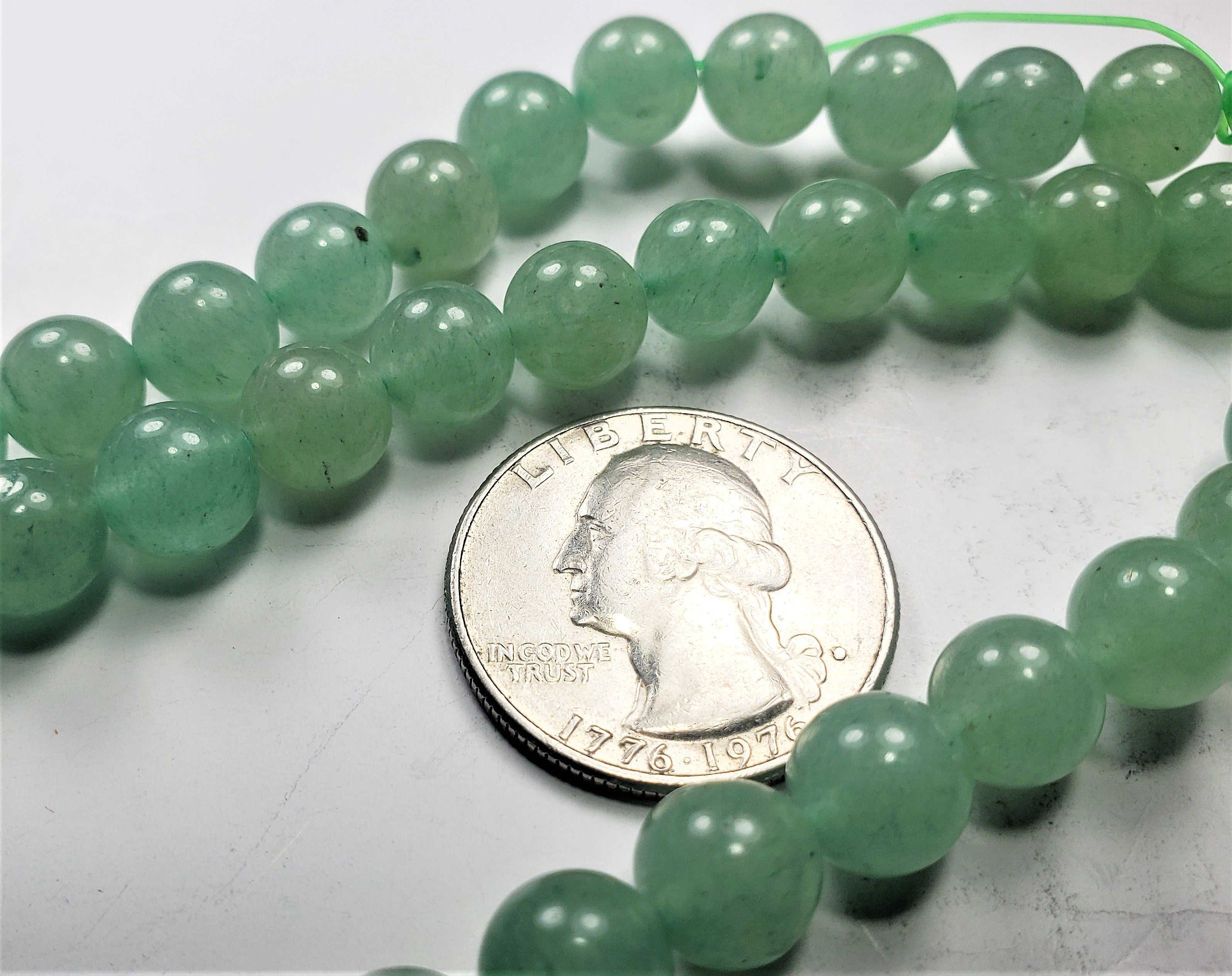 8mm Green Aventurine Round Gemstone Beads 8-inch Strand