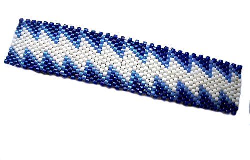 Dark Blue Lightning Peyote Handmade Beaded Large Barrette with Authentic French Clip