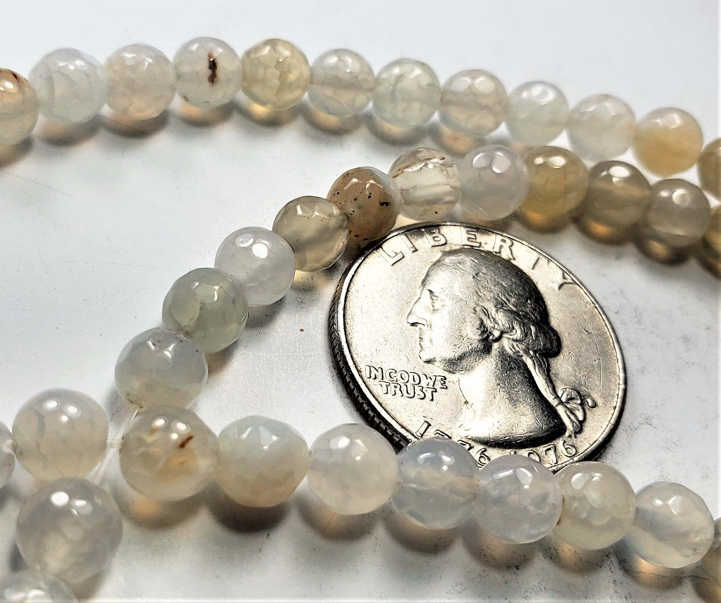 6mm Agate Dyed Light Yellow Faceted Round Gemstone Beads 8-inch Strand