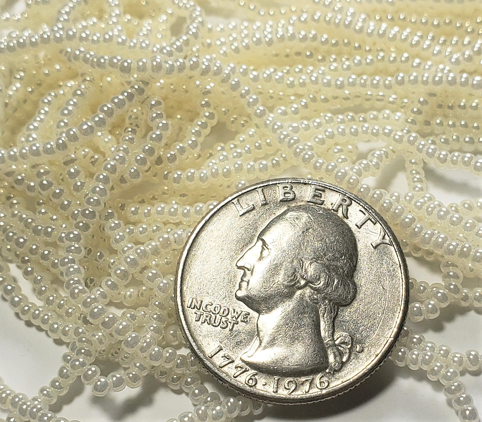 11/0 Ceylon Off-White Czech Seed Beads Full Hank