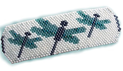 Cute Green Dragonfly Handcrafted Peyote Large Beaded Barrette