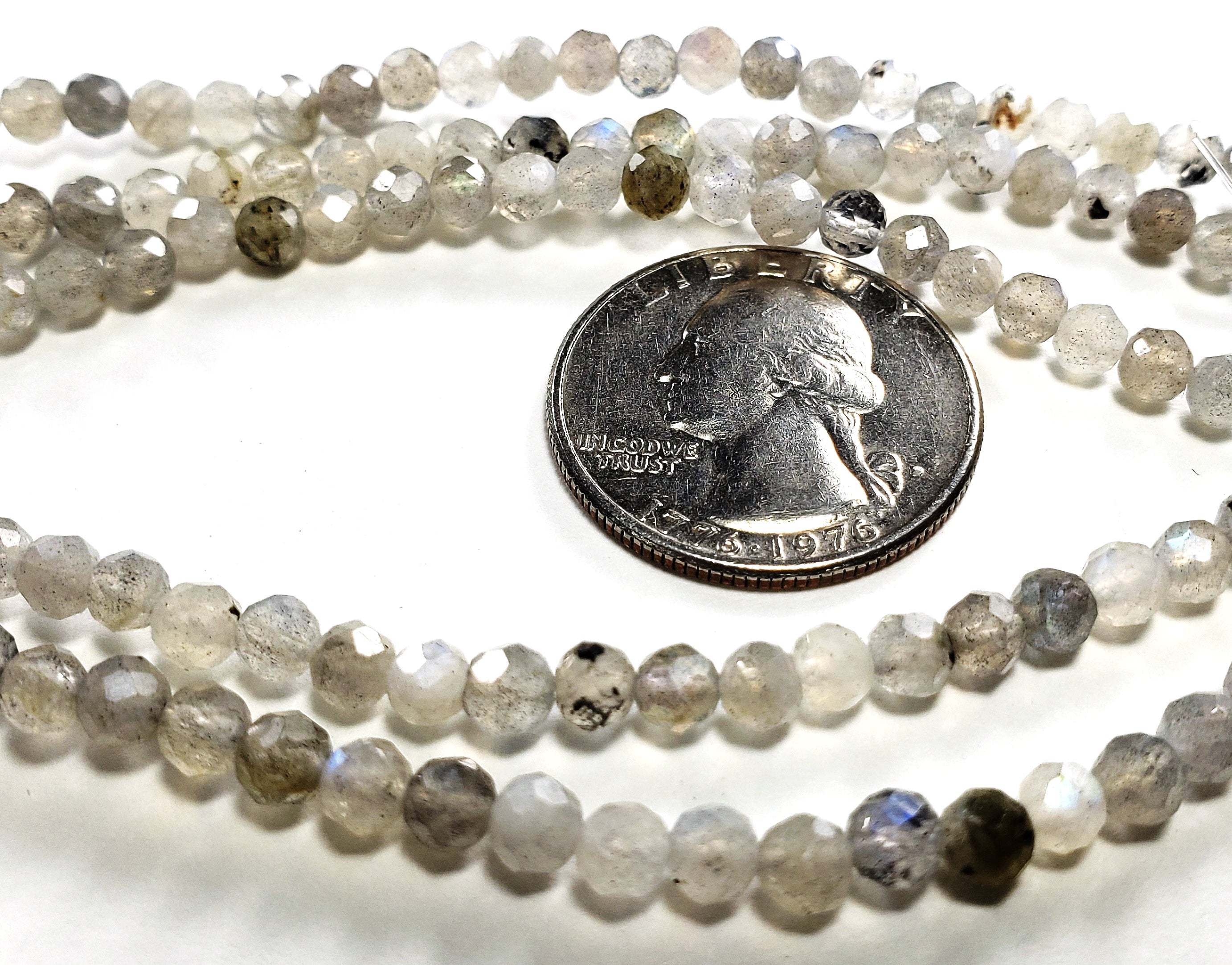 4mm Labradorite Faceted Round Gemstone Beads 8-Inch Strand