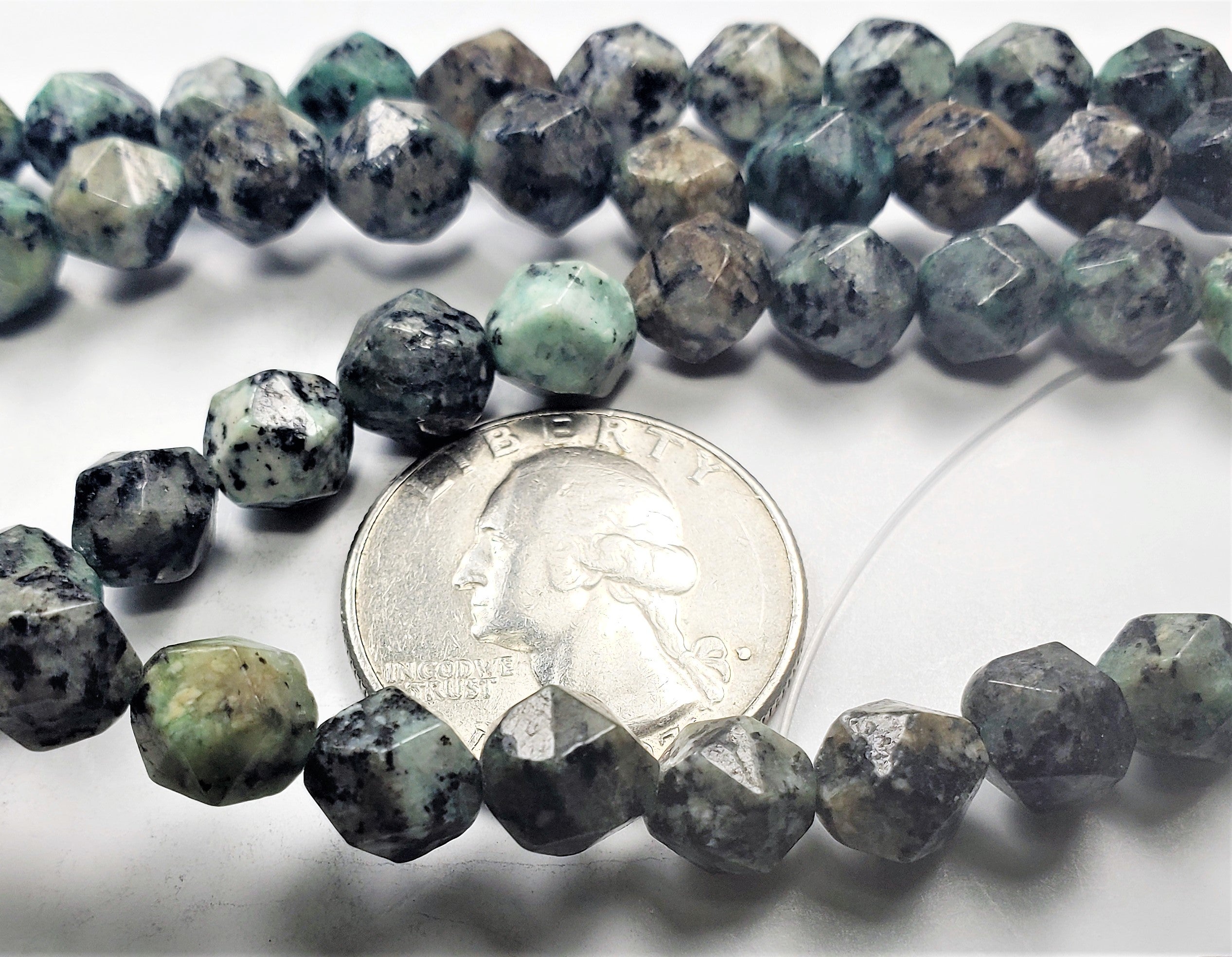 8mm African Turquoise Star Cut Gemstone Beads 8-inch Strand