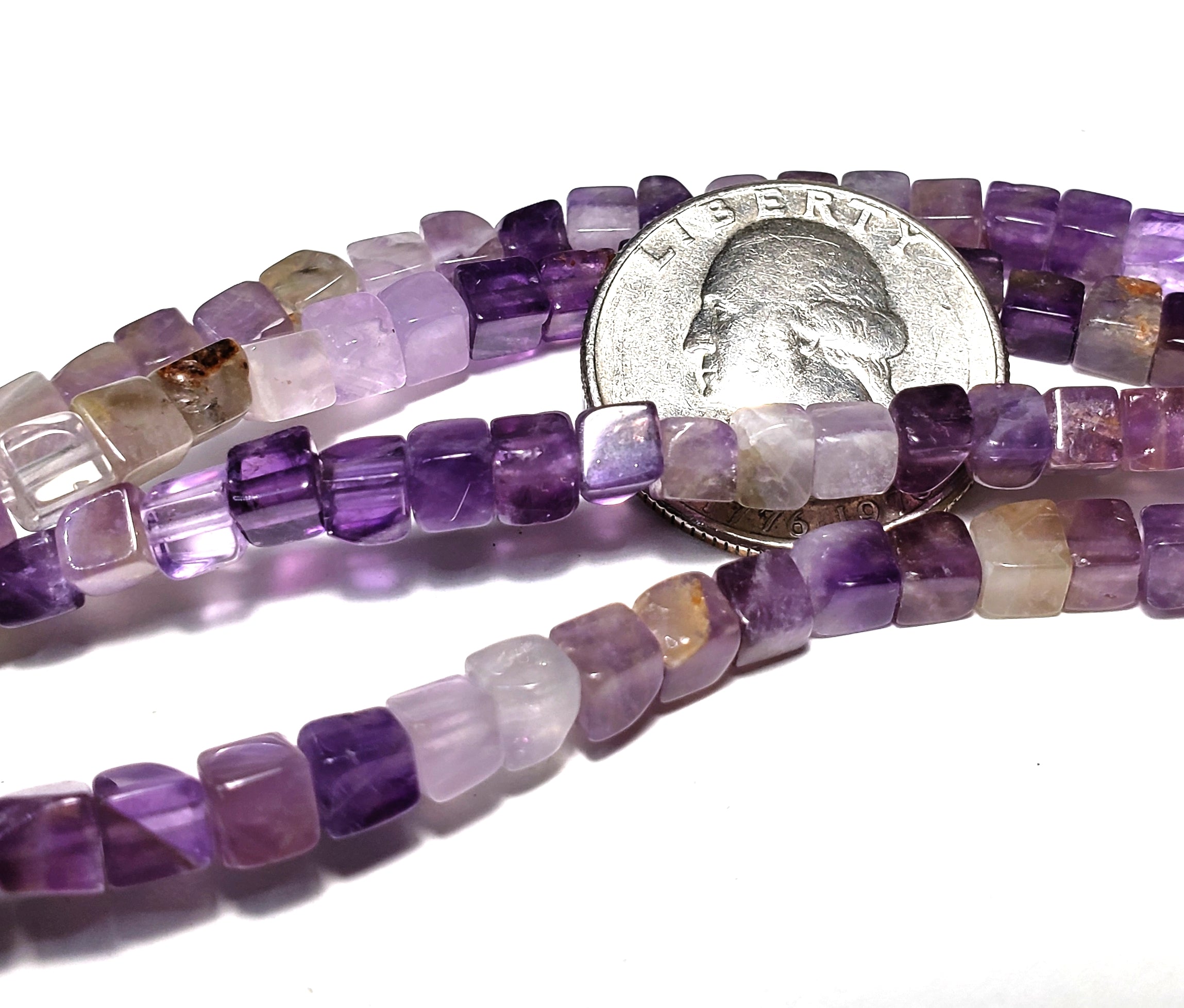 4mm Amethyst Cube Gemstone Beads 8-Inch Strand