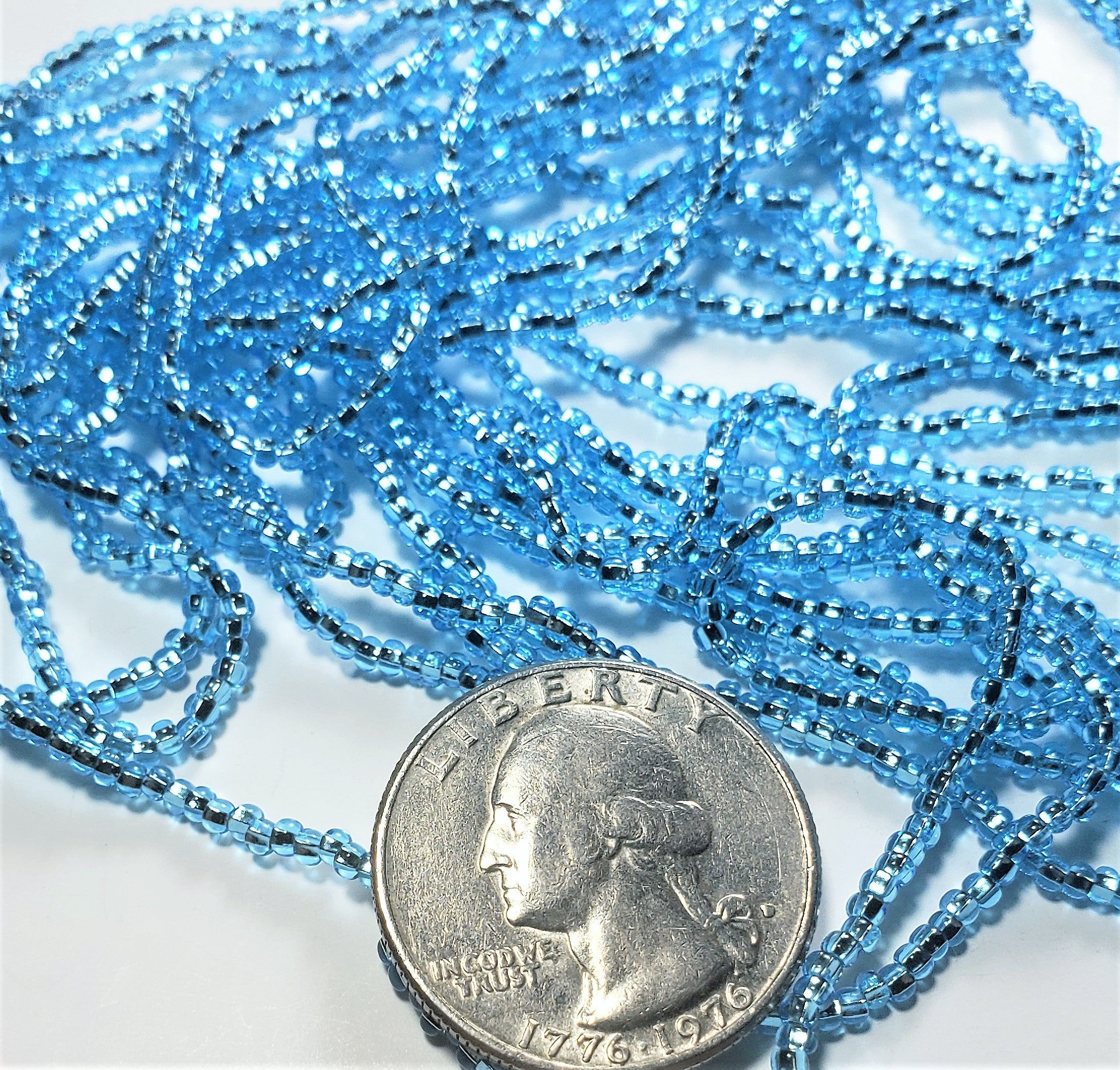 11/0 Light Aqua Silver-Lined Czech Seed Beads Full Hank