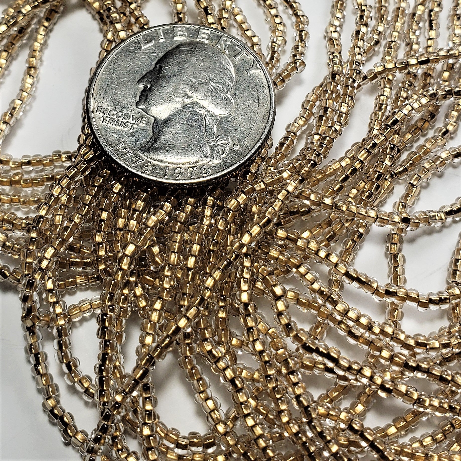 11/0 Crystal Gold-Lined Czech Seed Beads Full Hank