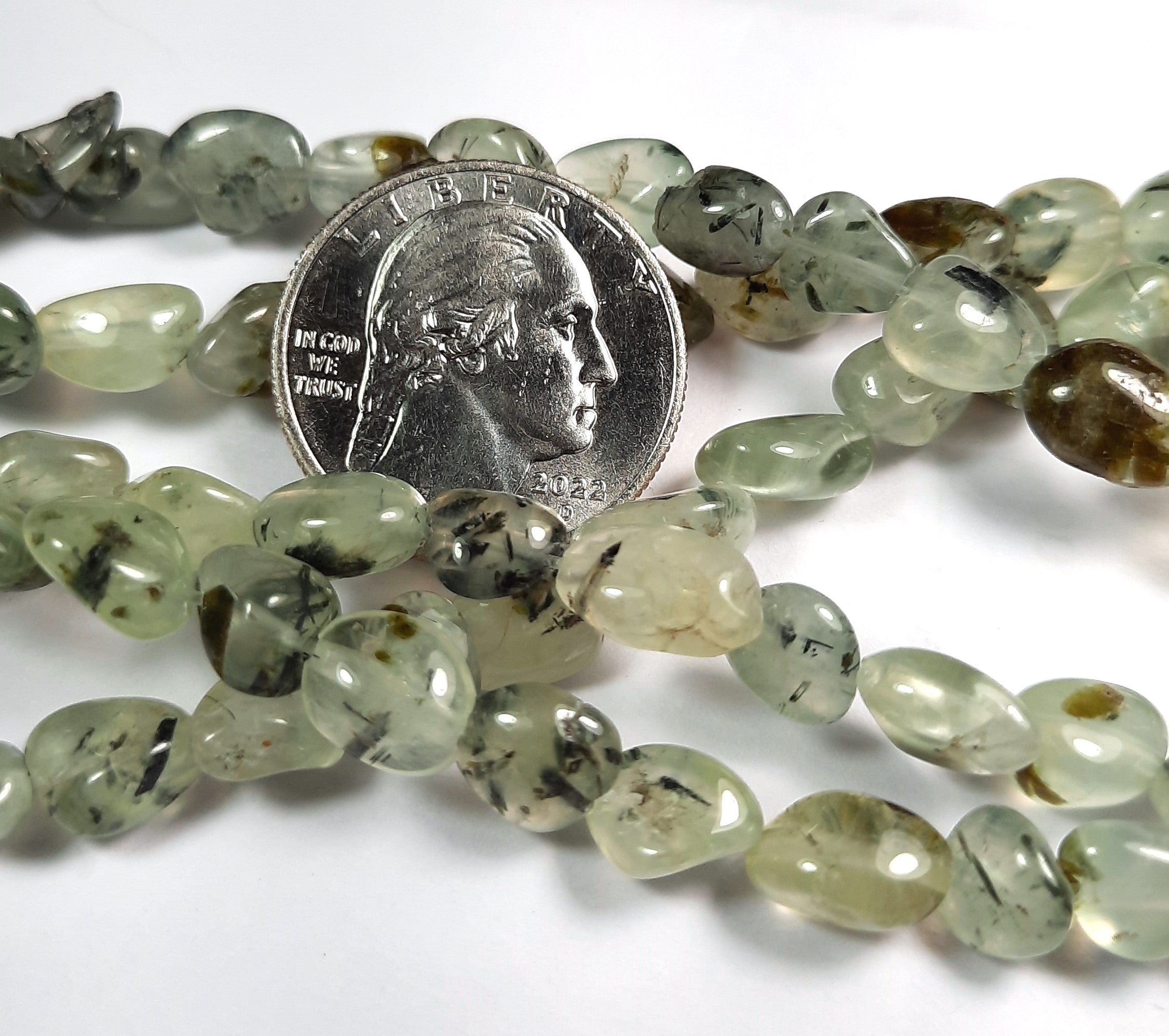 8x6mm Prehnite Nugget Gemstone Beads 8-Inch Strand