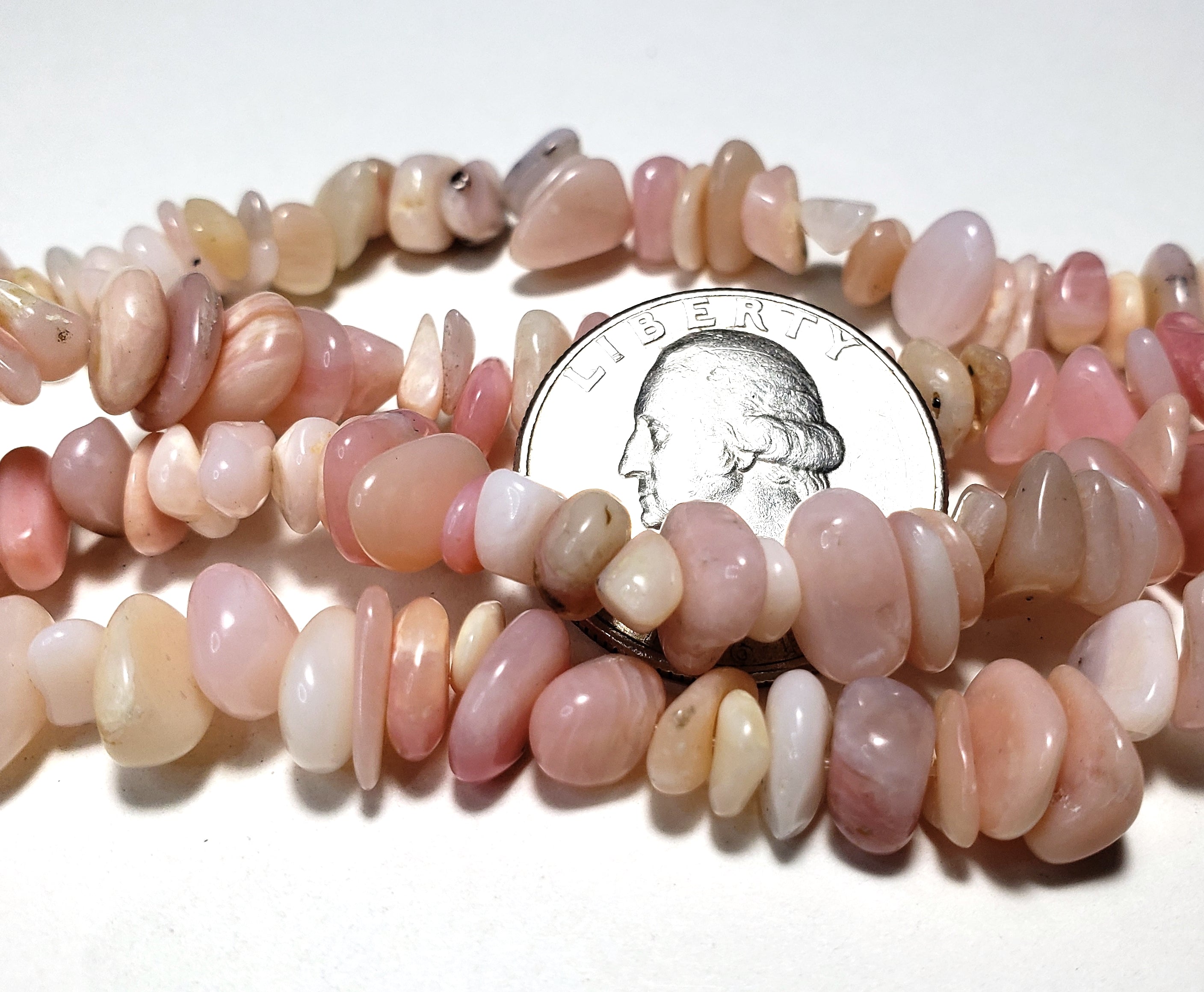 8x6 Pink Opal Chip Gemstone Beads 8-Inch Strand