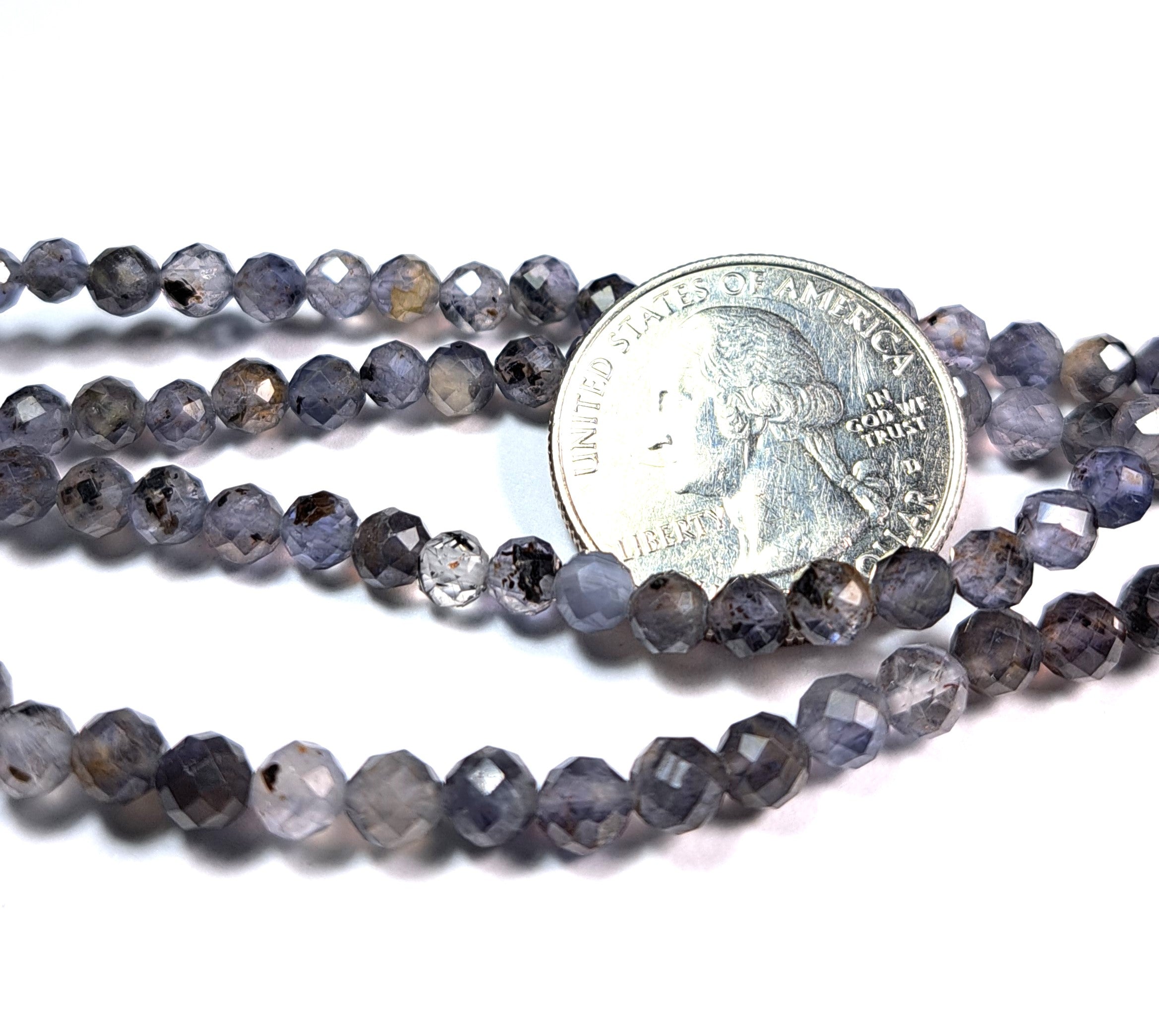 5mm Iolite Faceted Round Gemstone Beads 8-Inch Strand