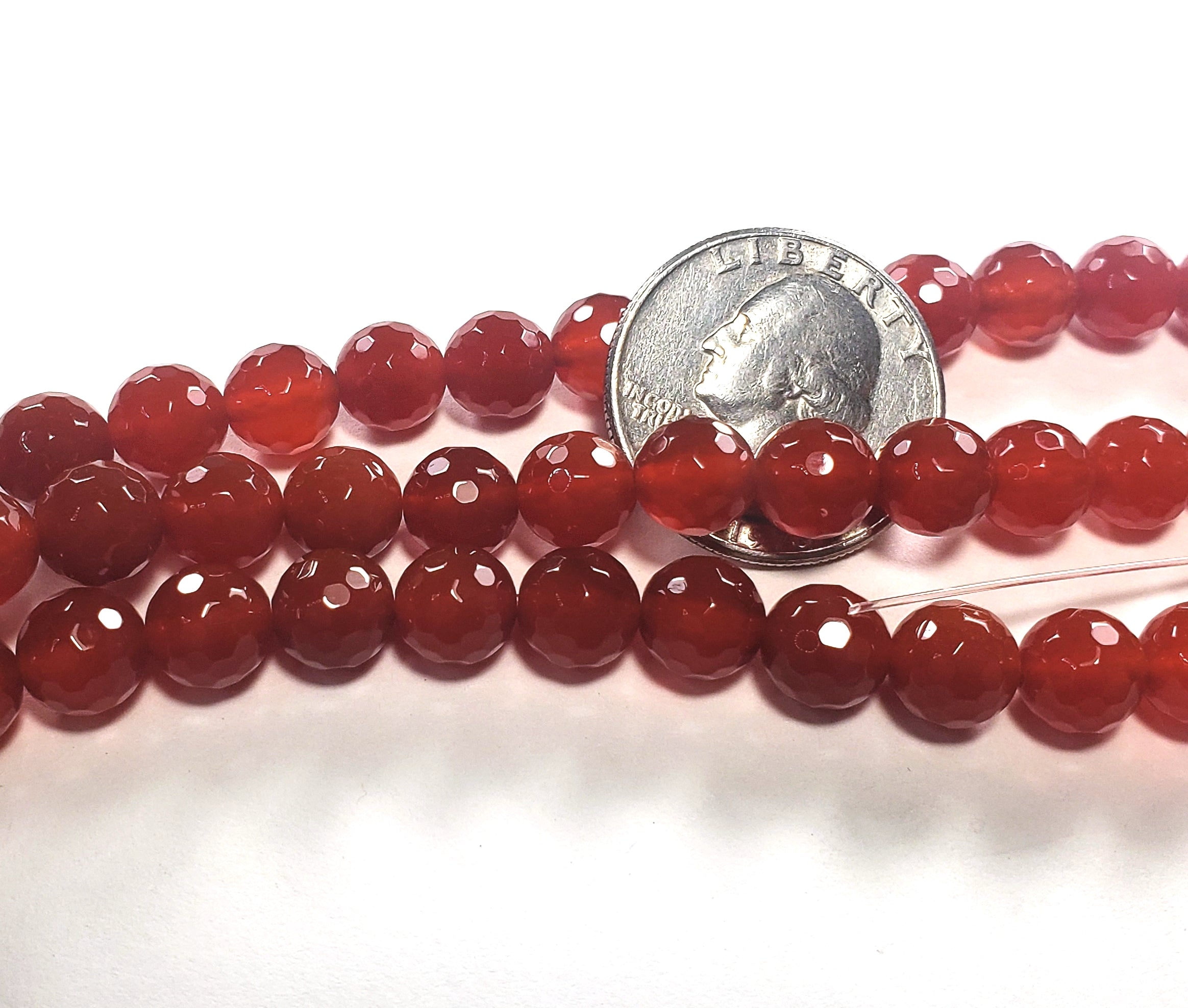 8mm Carnelian Faceted Round Gemstone Beads 8-Inch Strand