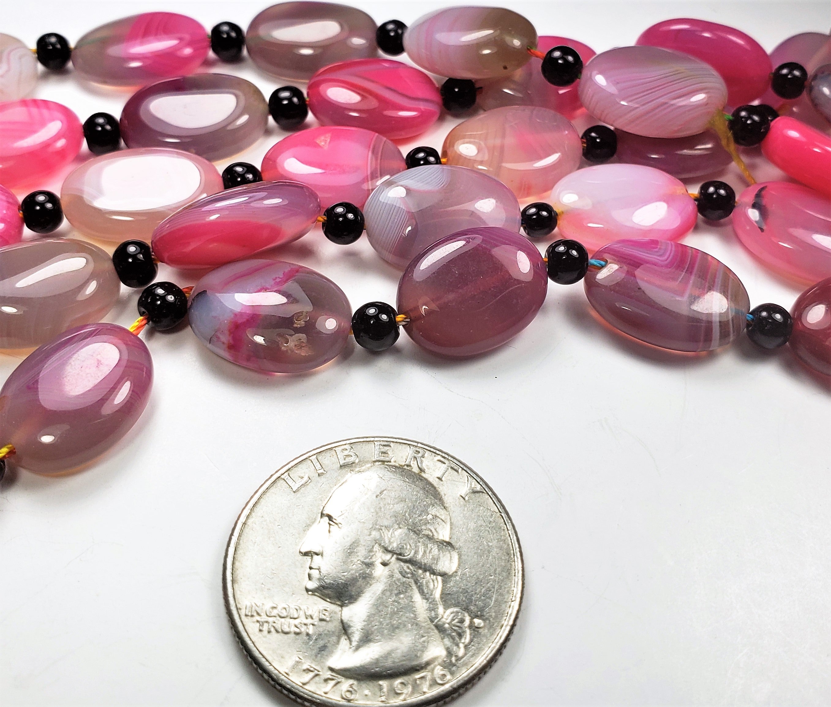 16x12mm Pink Rainbow Agate Puffed Oval Gemstone Beads 8-inch Strand