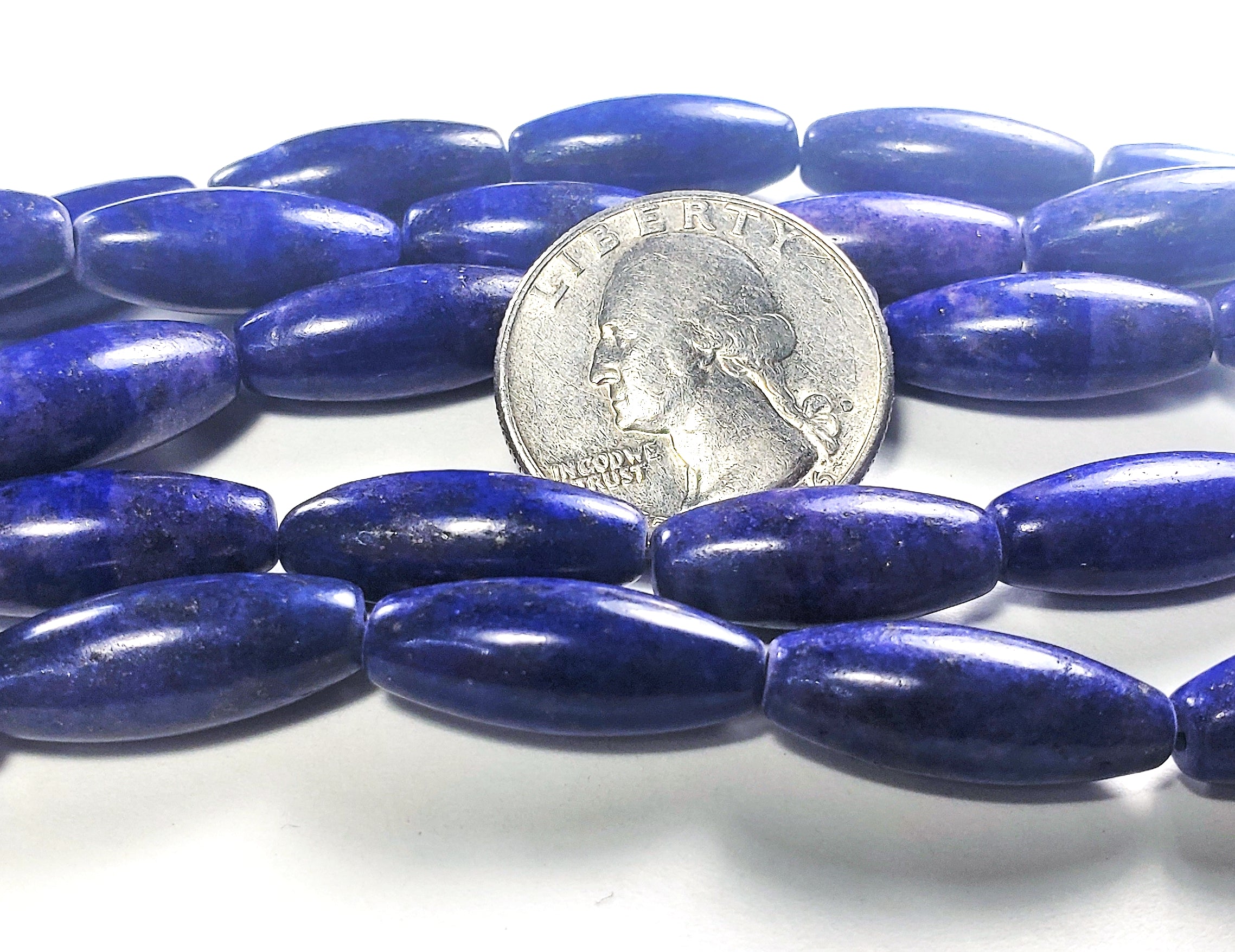 20x8mm Dyed Lapis Blue Barrel Gemstone Beads 8-Inch Strand