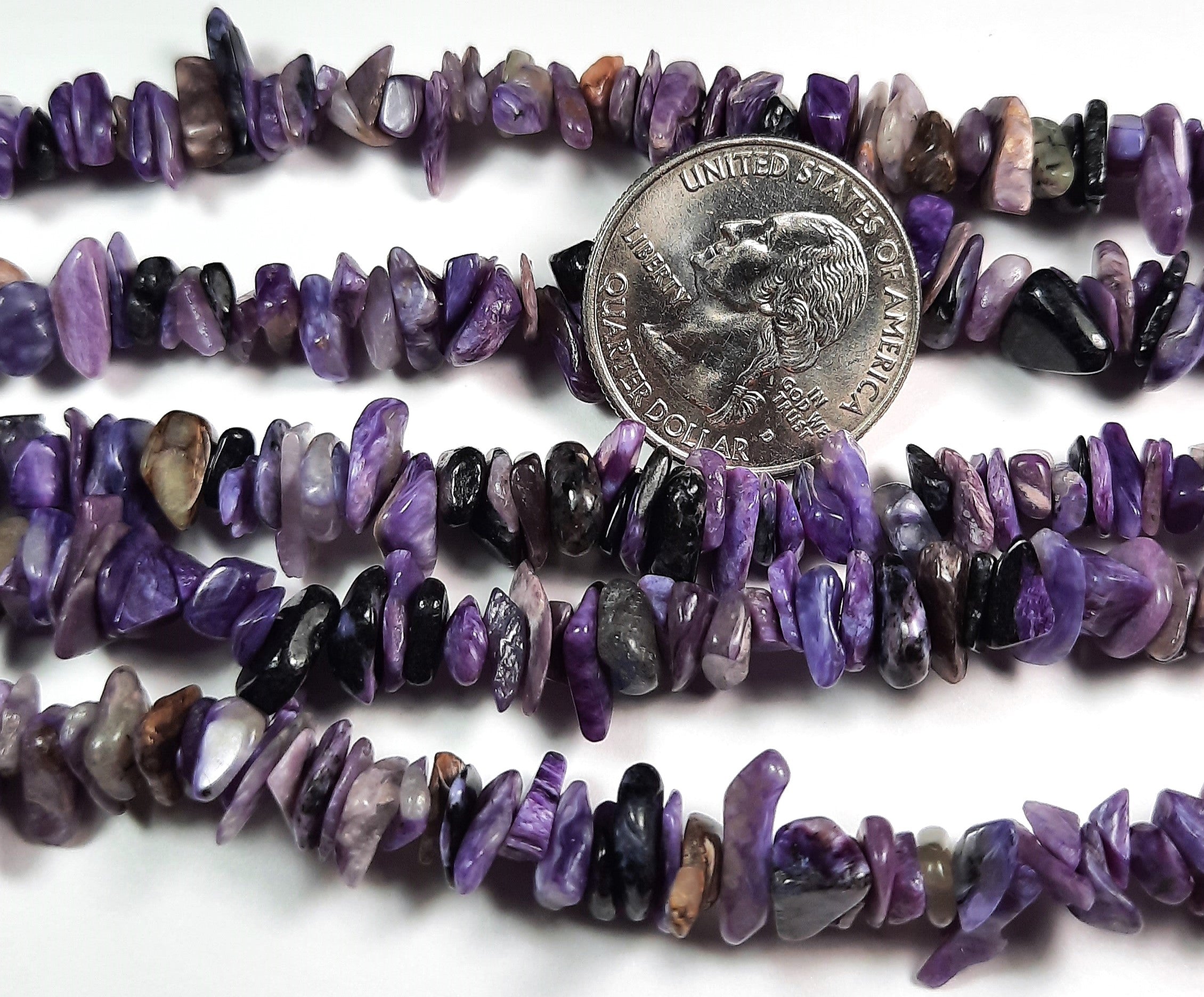 8x6mm Charoite Chip Gemstone Beads 8-Inch Strand