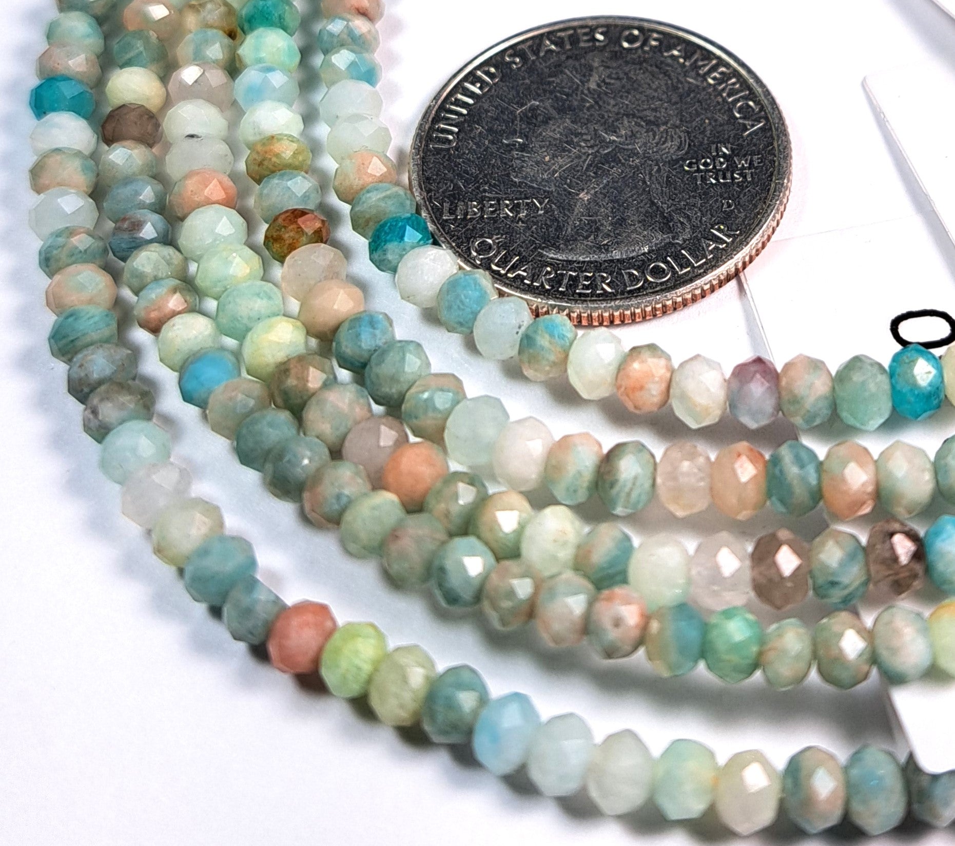 4x3mm Amazonite Faceted Rondelle Gemstone Beads 8-Inch Strand