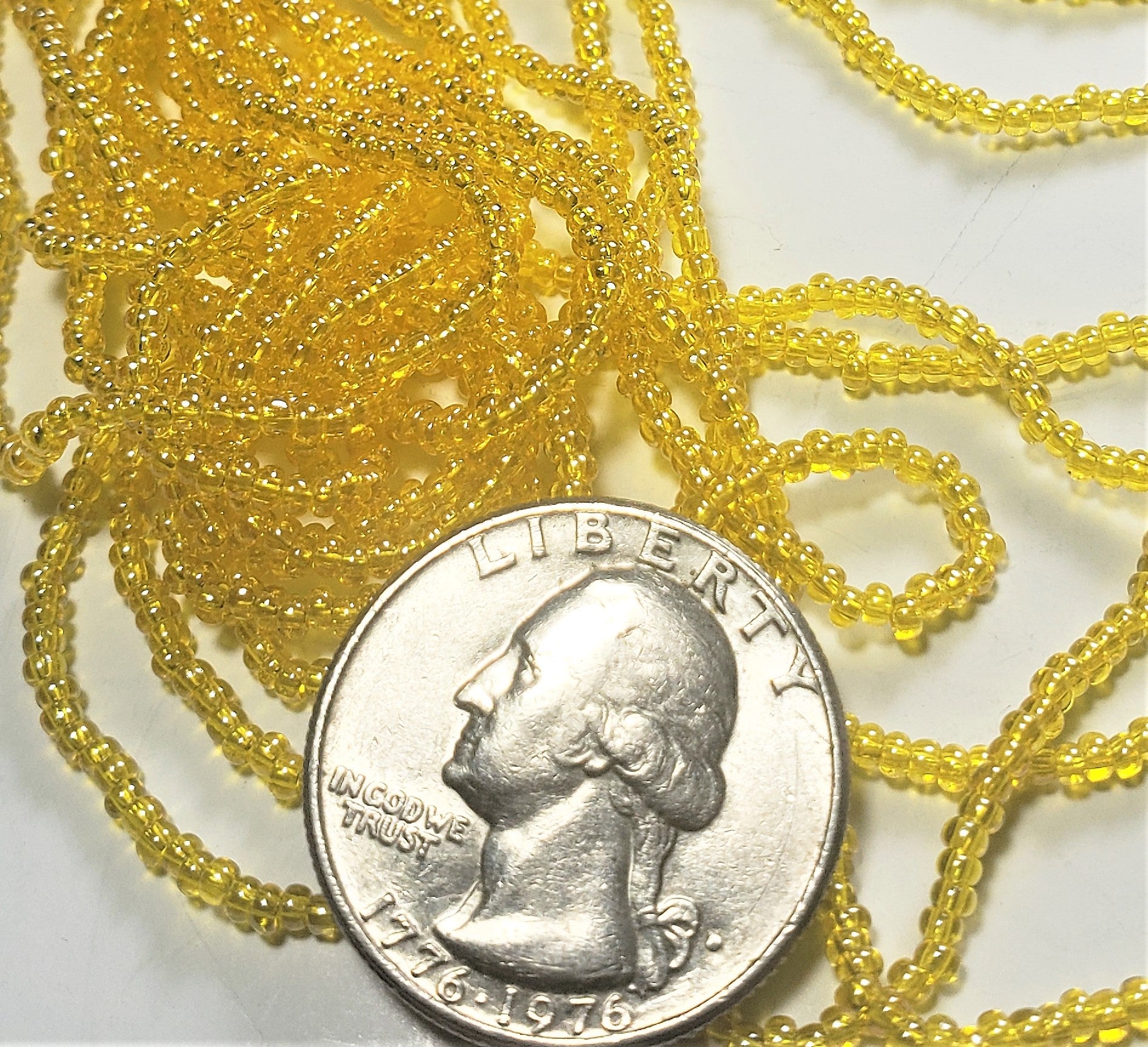 11/0 Transparent Yellow Luster Czech Seed Beads Full Hank