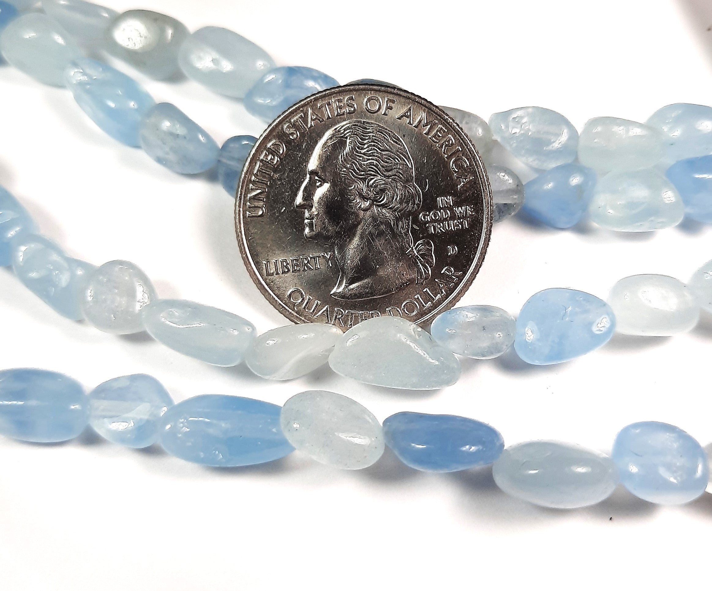 5x3mm-8x6mm Aquamarine Nugget Gemstone Beads 8-Inch Strand