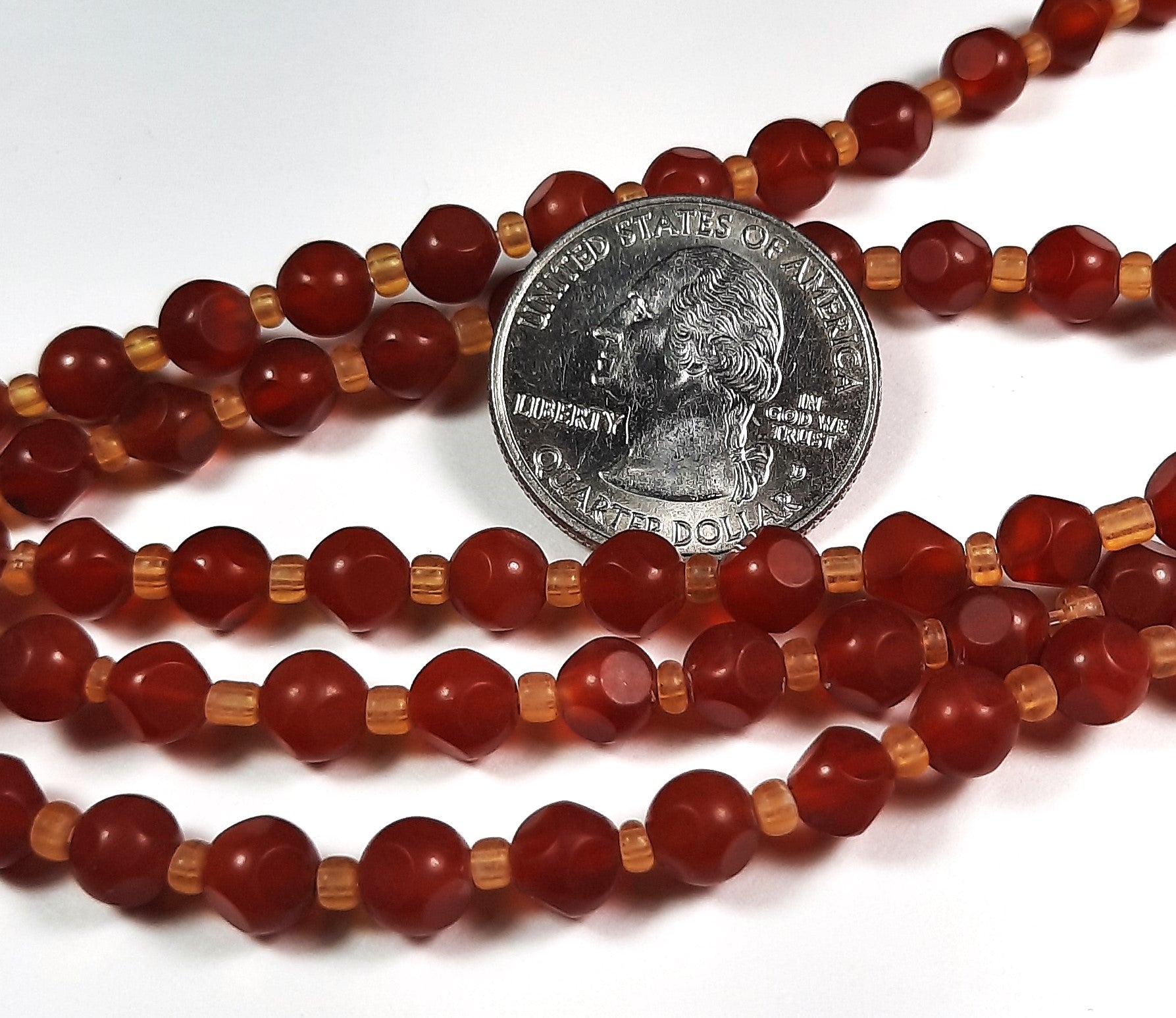 6mm Matte Carnelian Magic Square Gemstone Beads 8-Inch Strand