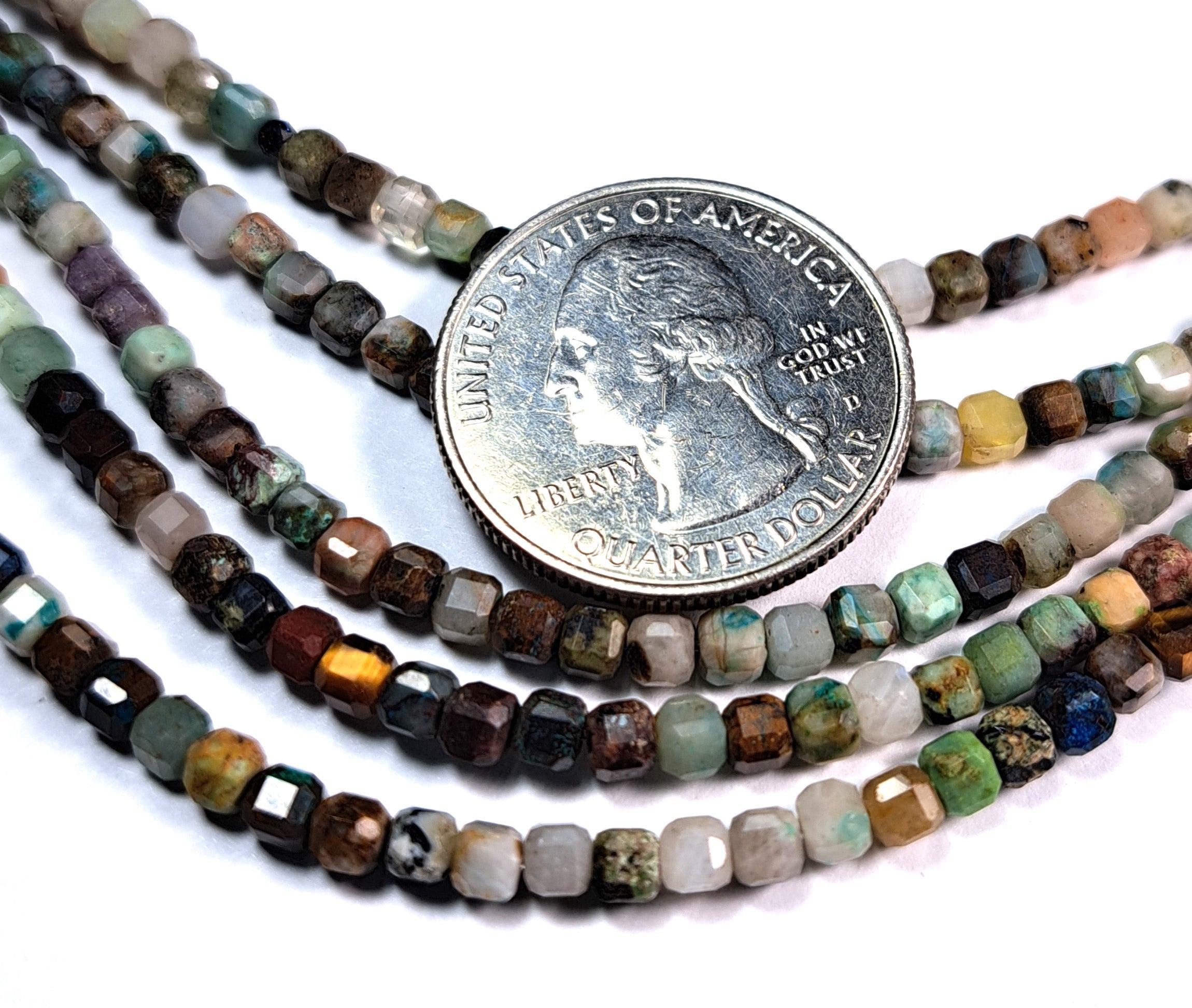 3mm Turquoise Faceted Cube Gemstone Beads 8-Inch Strand