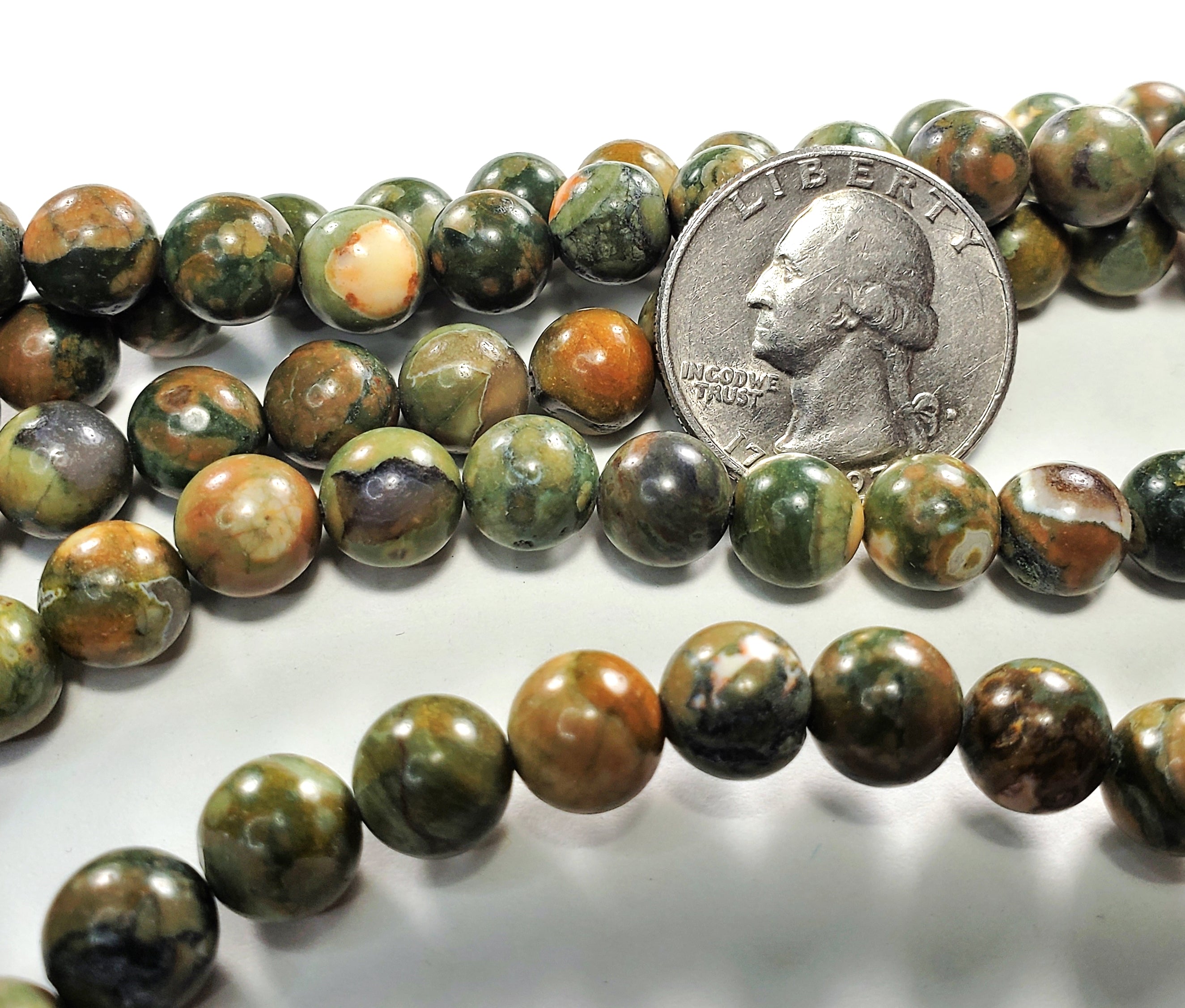 8mm Rhyolite Round Gemstone Beads 8-Inch Strand
