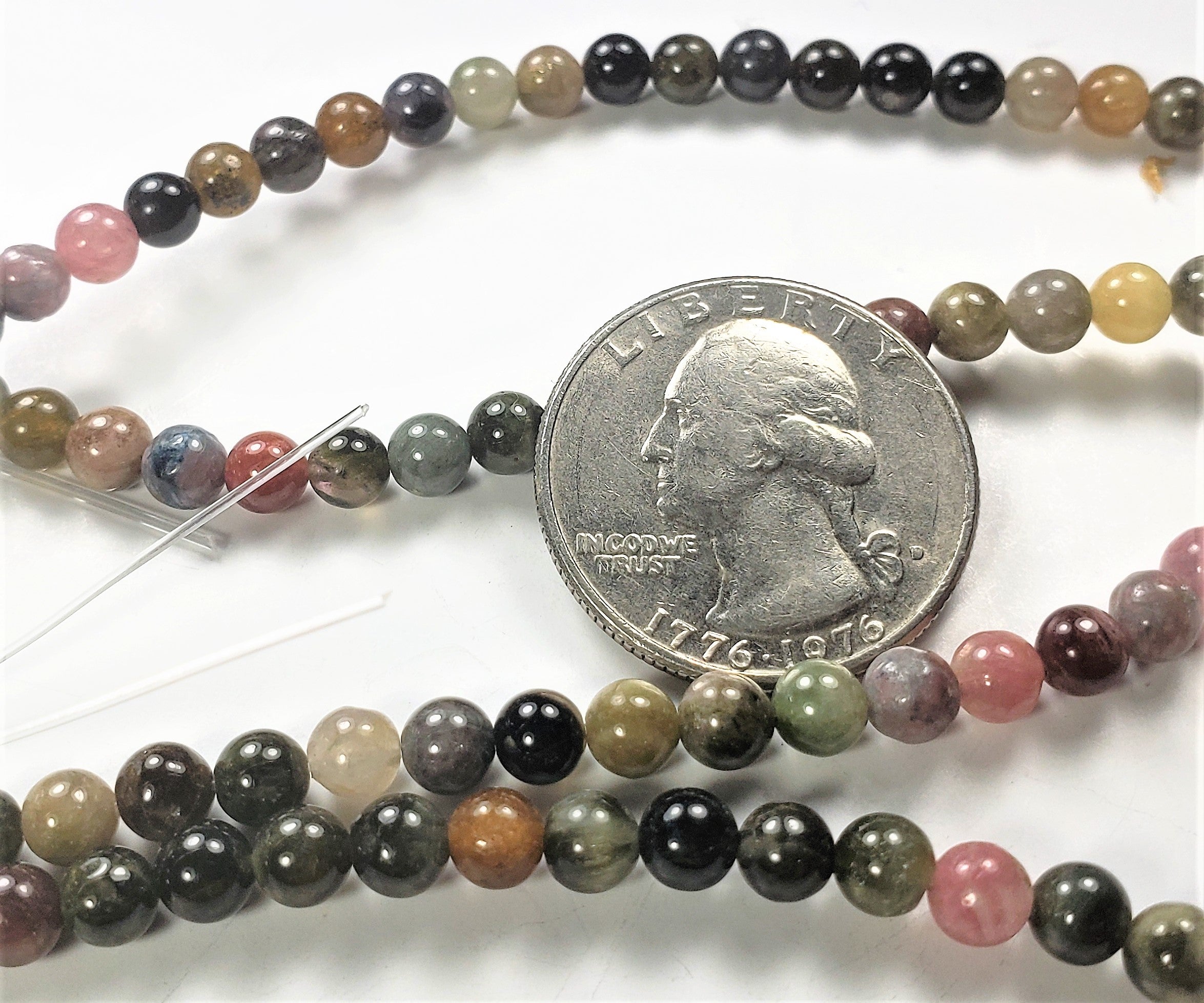 4mm Tourmaline Round Gemstone Beads 8-inch Strand