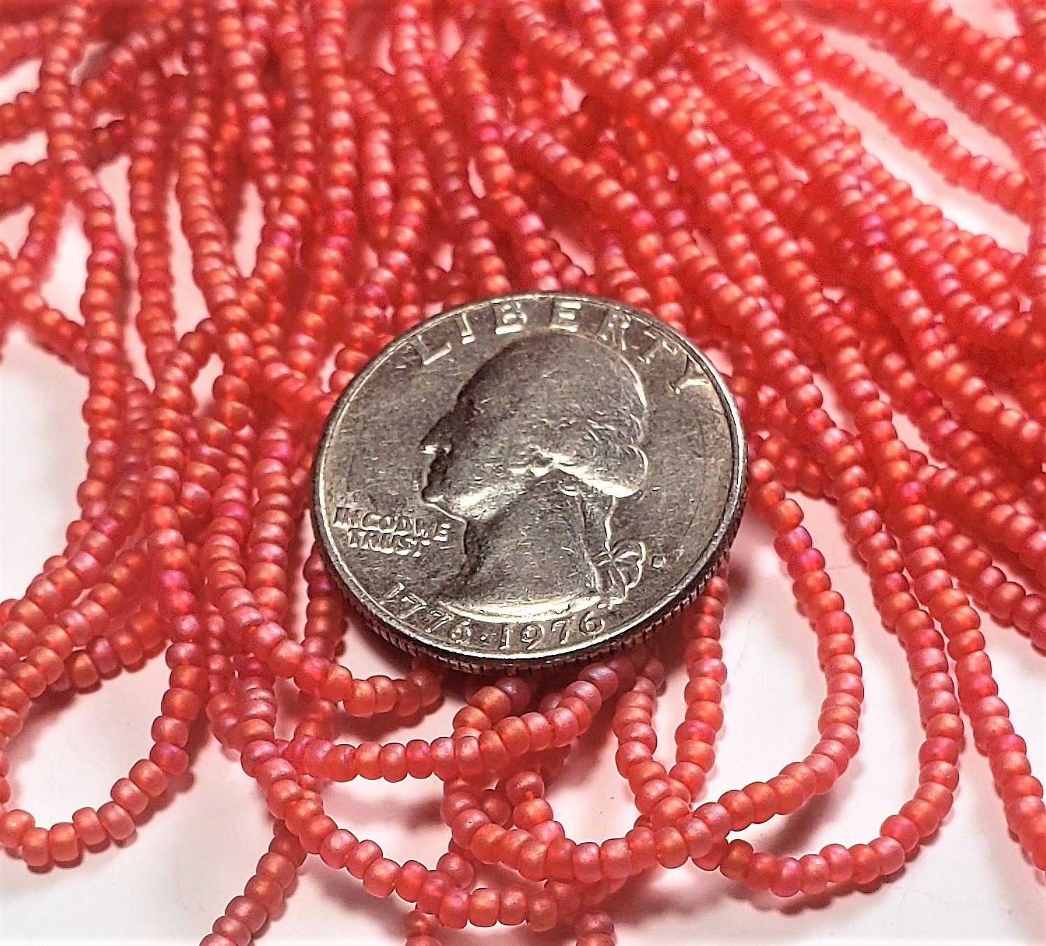 11/0 Ruby Red Matte AB Czech Seed Beads Full Hank
