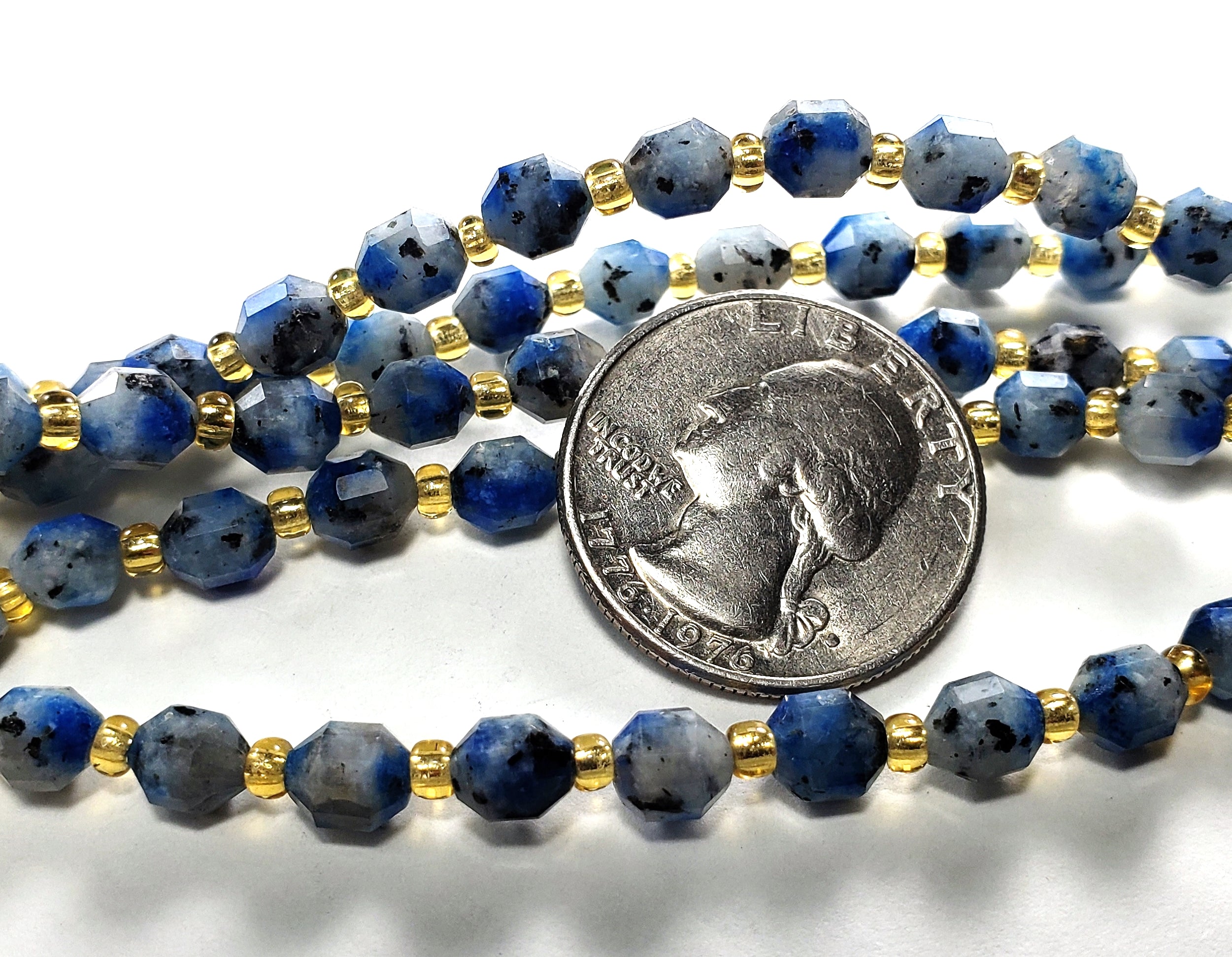 6mm K2 Granite Faceted Lantern Gemstone Beads 8-Inch Strand