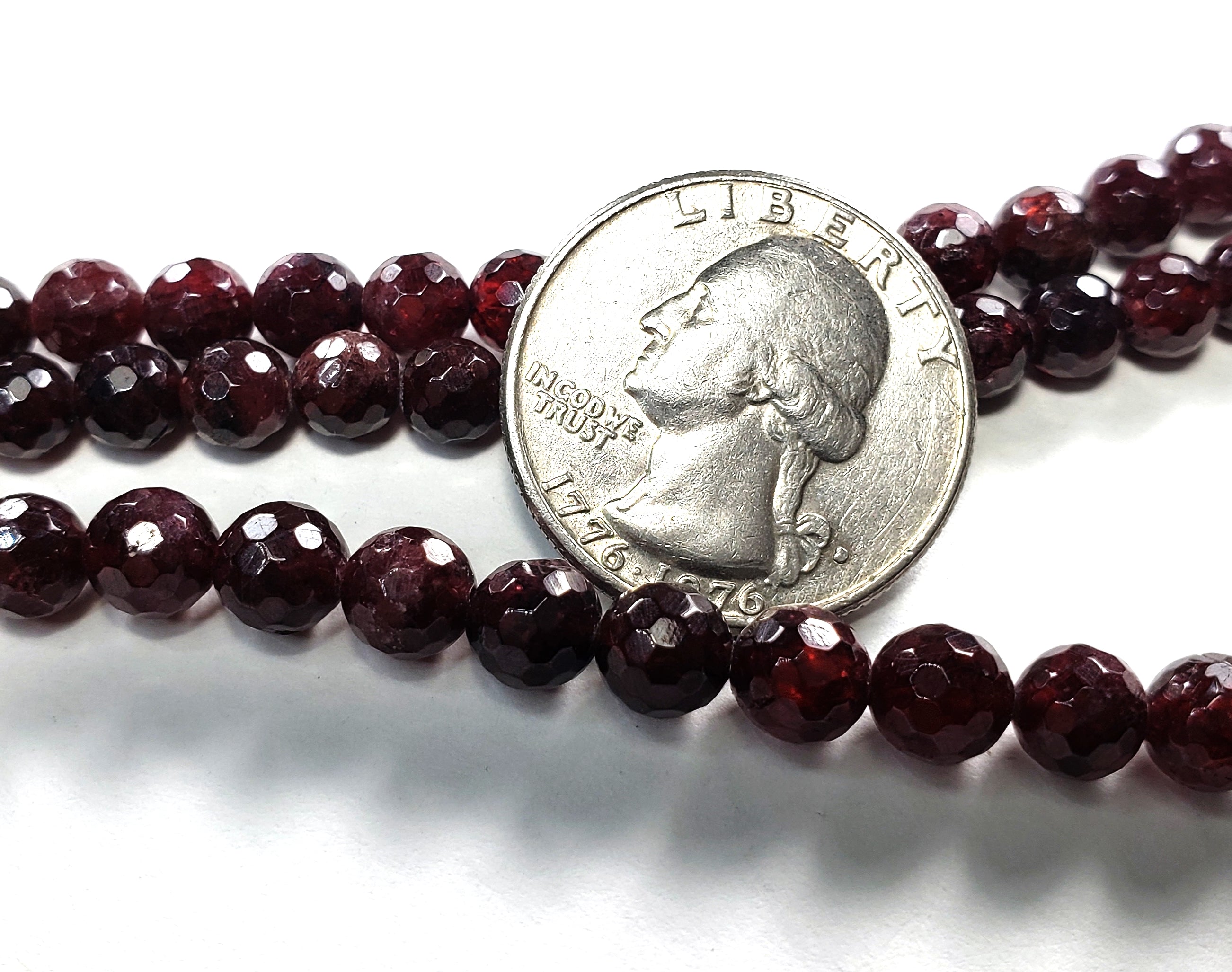 6mm Red Garnet Faceted Round Gemstone Beads 8-Inch Strand