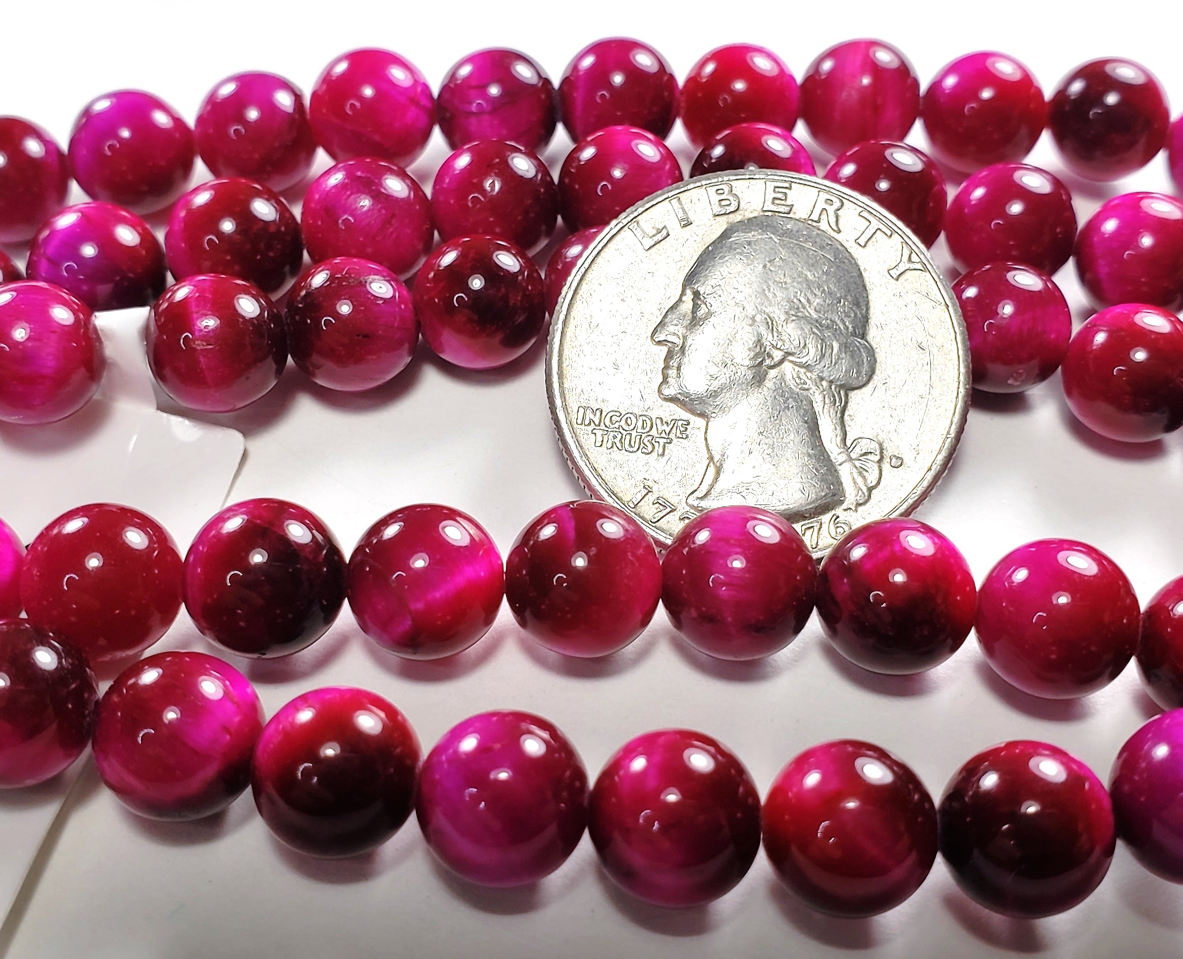 8mm Magenta Tiger's Eye Round Gemstone Beads 8-Inch Strand