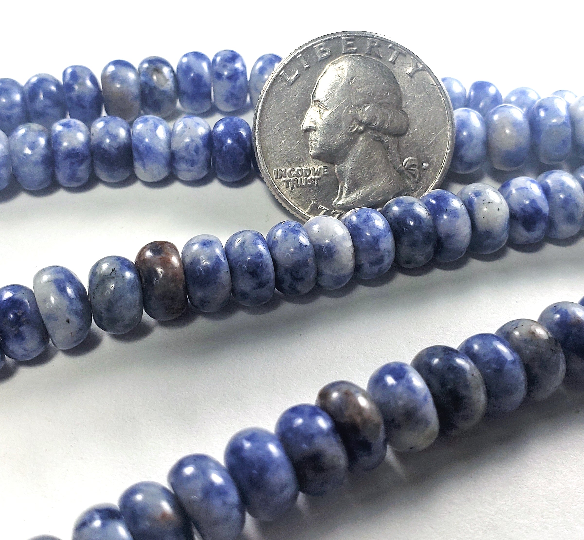 8x5mm Sodalite Smooth Rondelle Gemstone Beads 8-Inch Strand