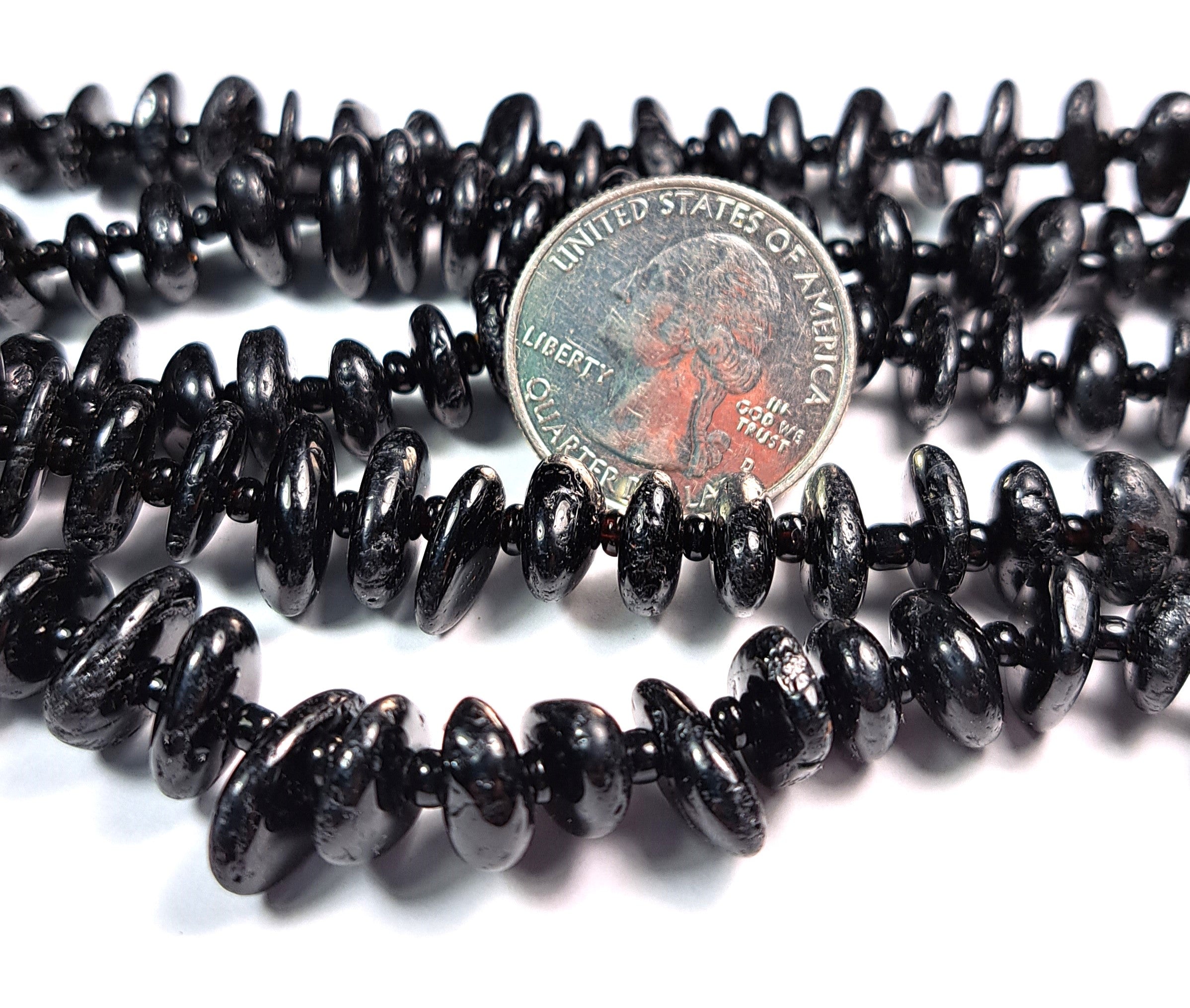 8-12mm Black Tourmaline Chip Gemstone Beads 8-Inch Strand