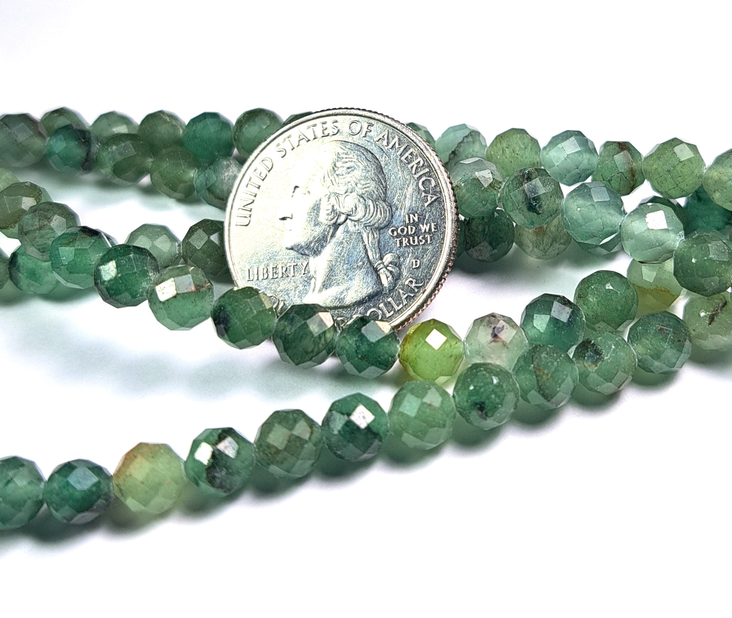 6mm Green Aventurine Dyed Faceted Round Gemstone Beads 8-Inch Strand