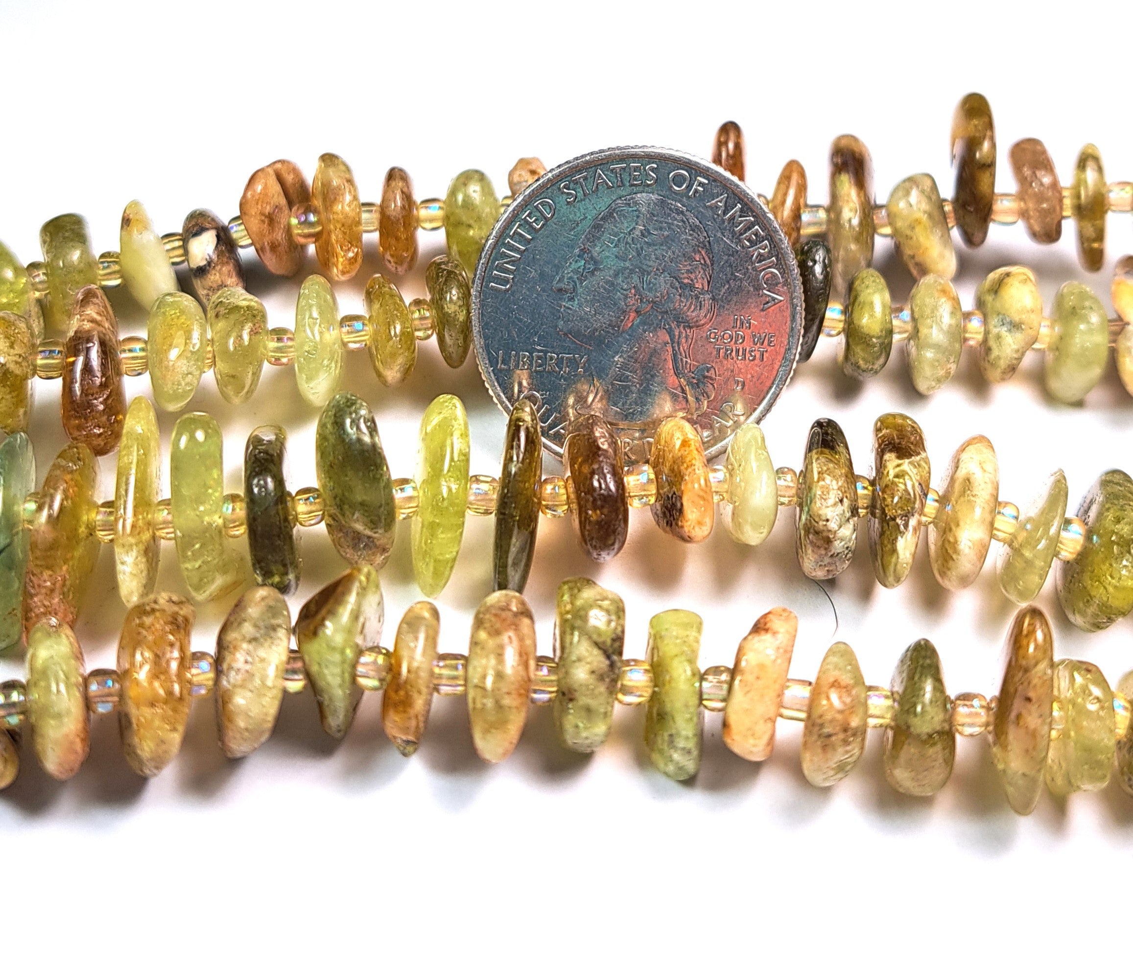 8-12mm Green Garnet Chip Gemstone Beads 8-Inch Strand