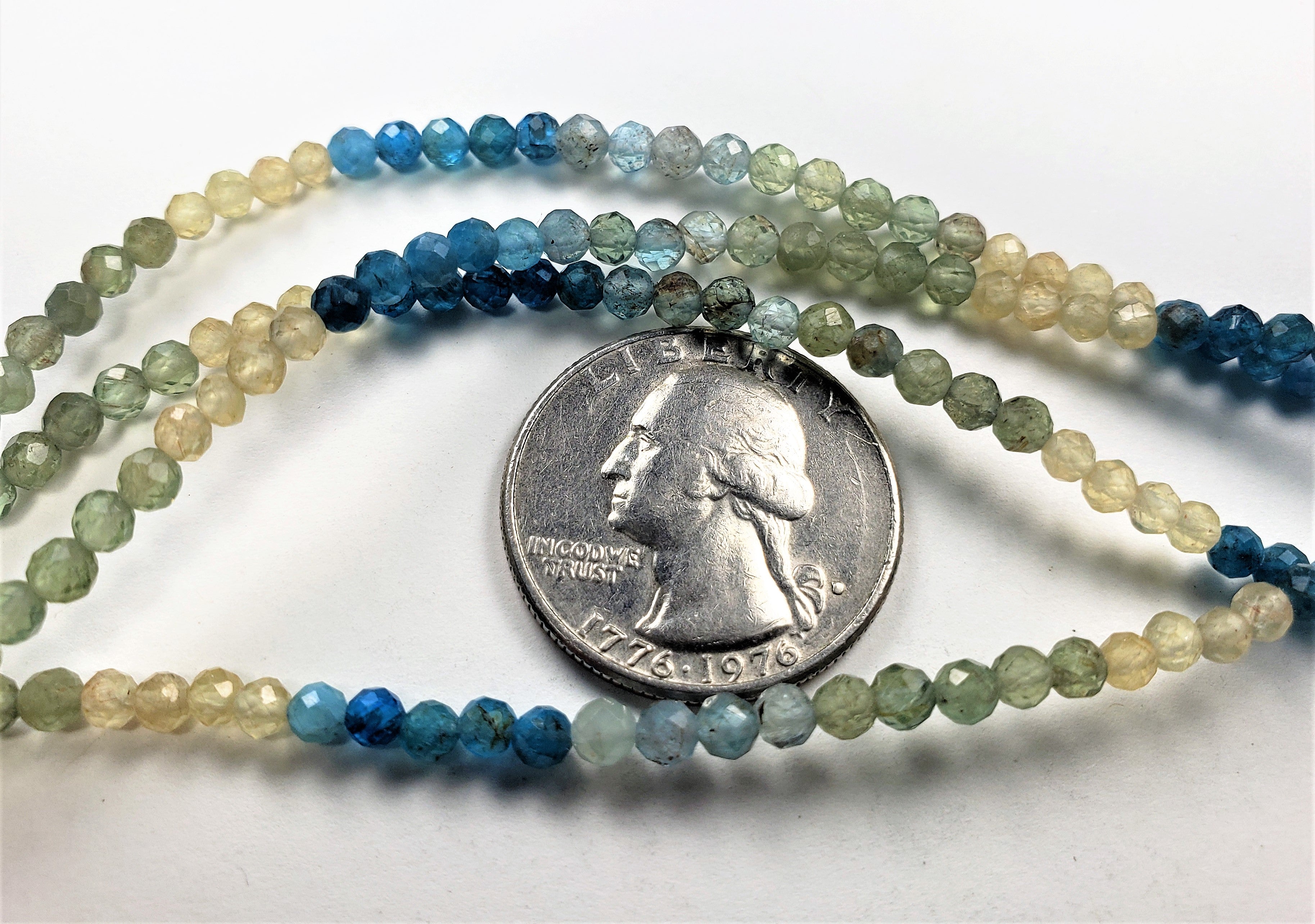 3mm Apatite Multicolor Faceted Round Gemstone Beads 8-Inch Strand