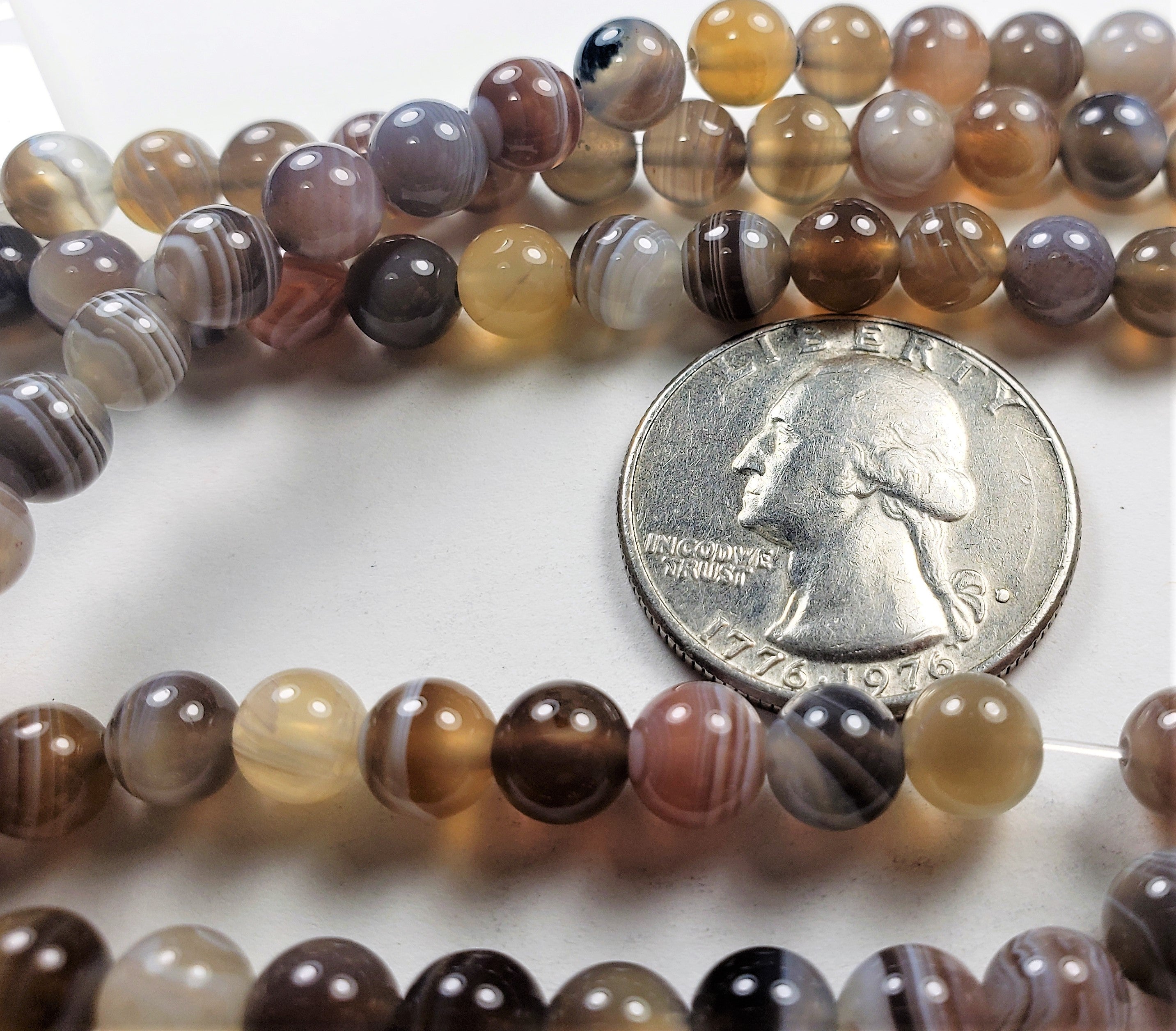 6mm Botswana Agate Round Gemstone Beads 8-Inch Strand