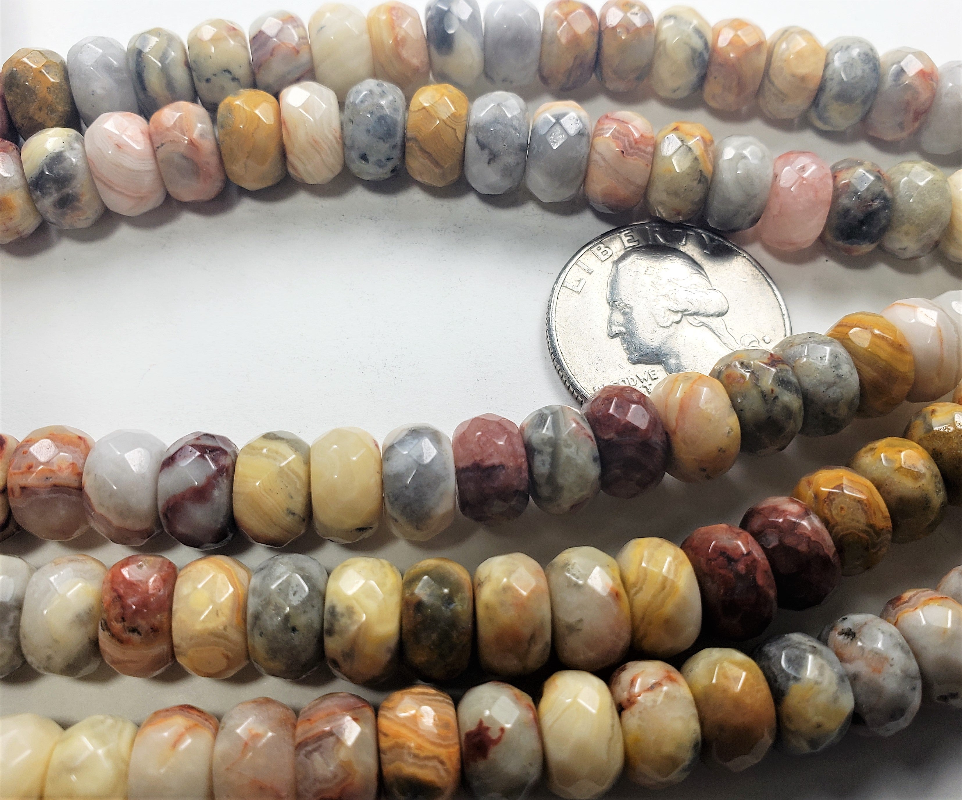 10x6mm Crazy Lace Agate Faceted Rondelle Gemstone Beads 8-Inch Strand