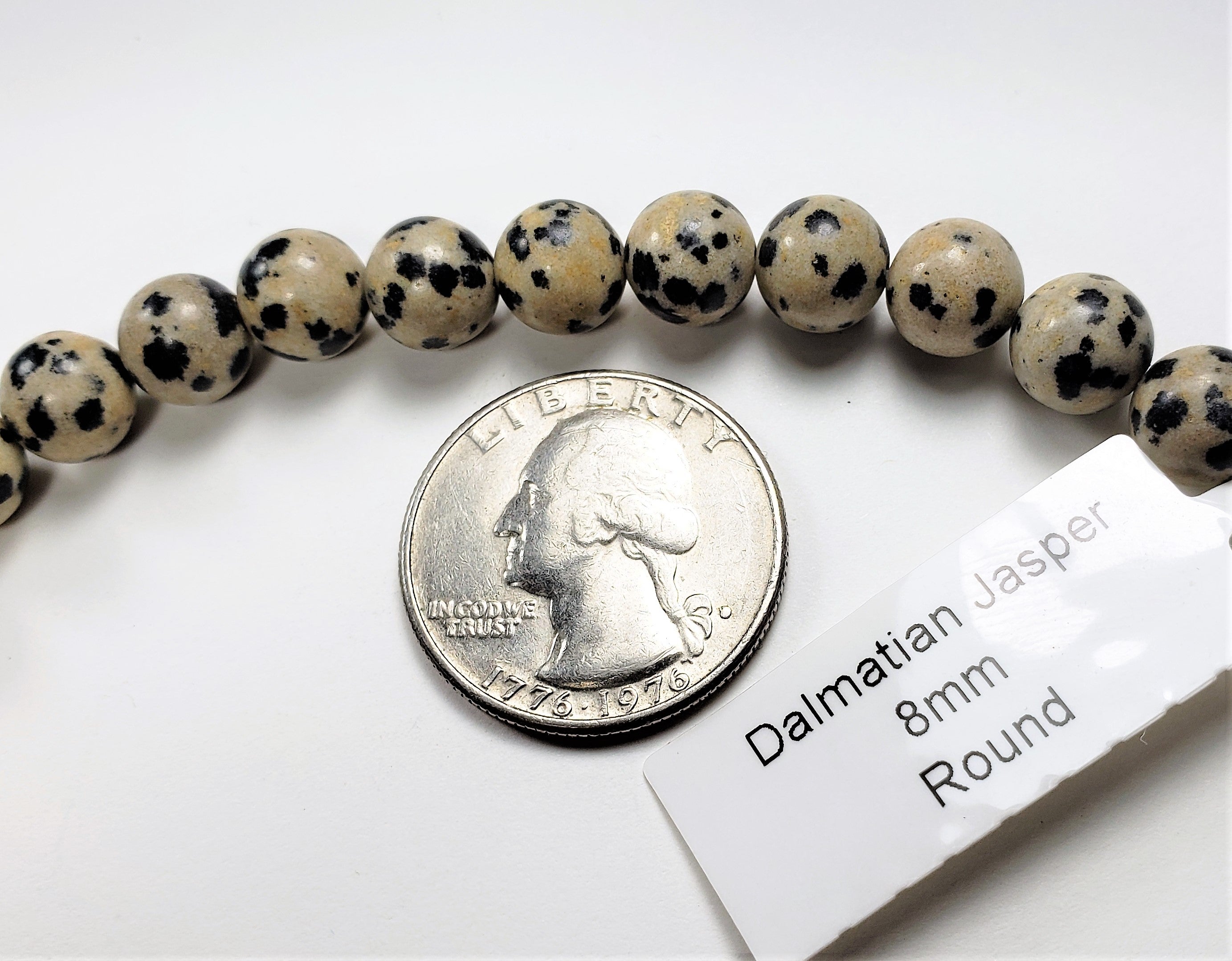 8mm Dalmation Jasper Round Gemstone Beads 8-inch Strand