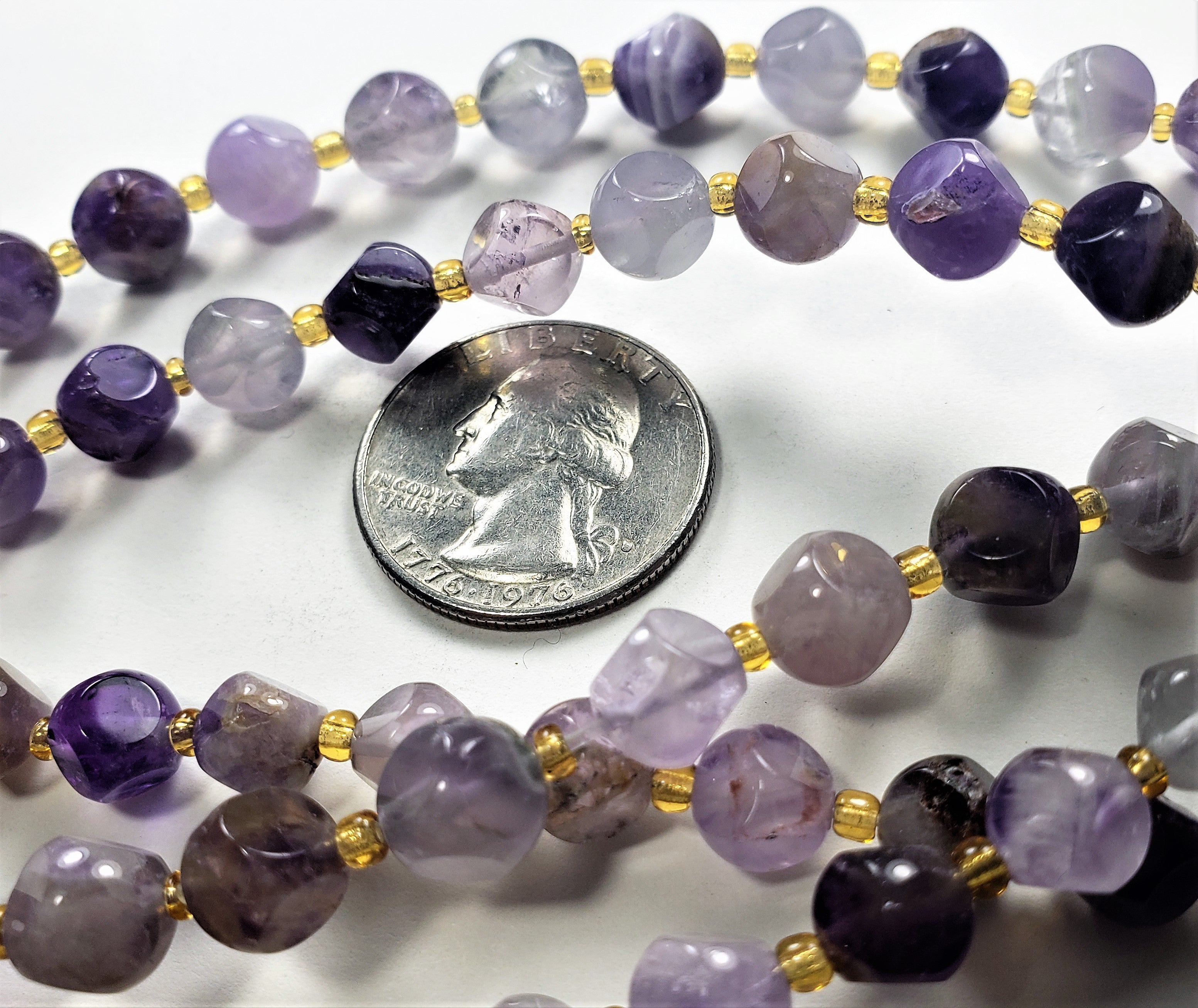 8mm Amethyst Dog Teeth Faceted Magic Square Gemstone Beads 8-Inch Strand