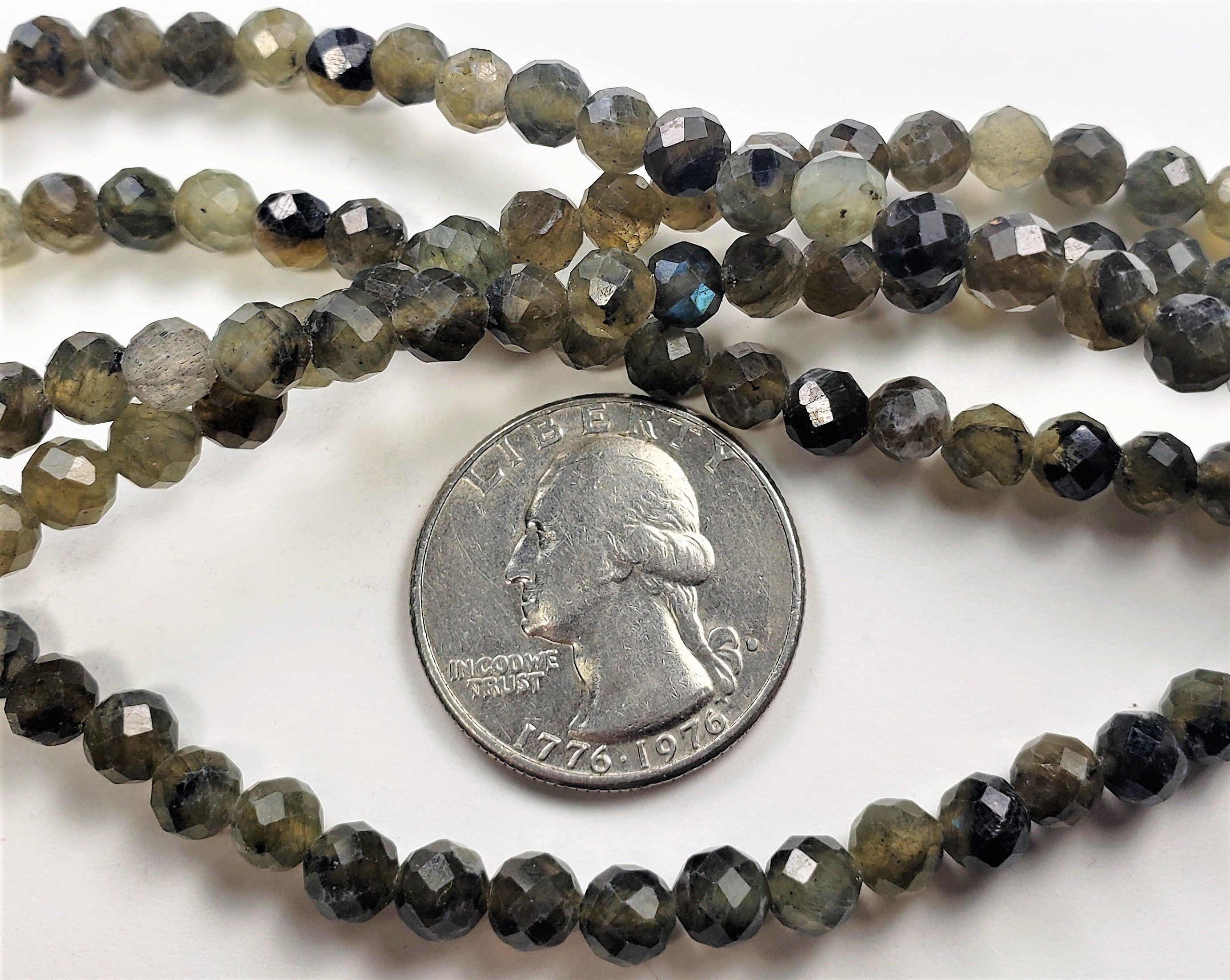 5mm Labradorite Faceted Round Gemstone Beads 8-Inch Strand