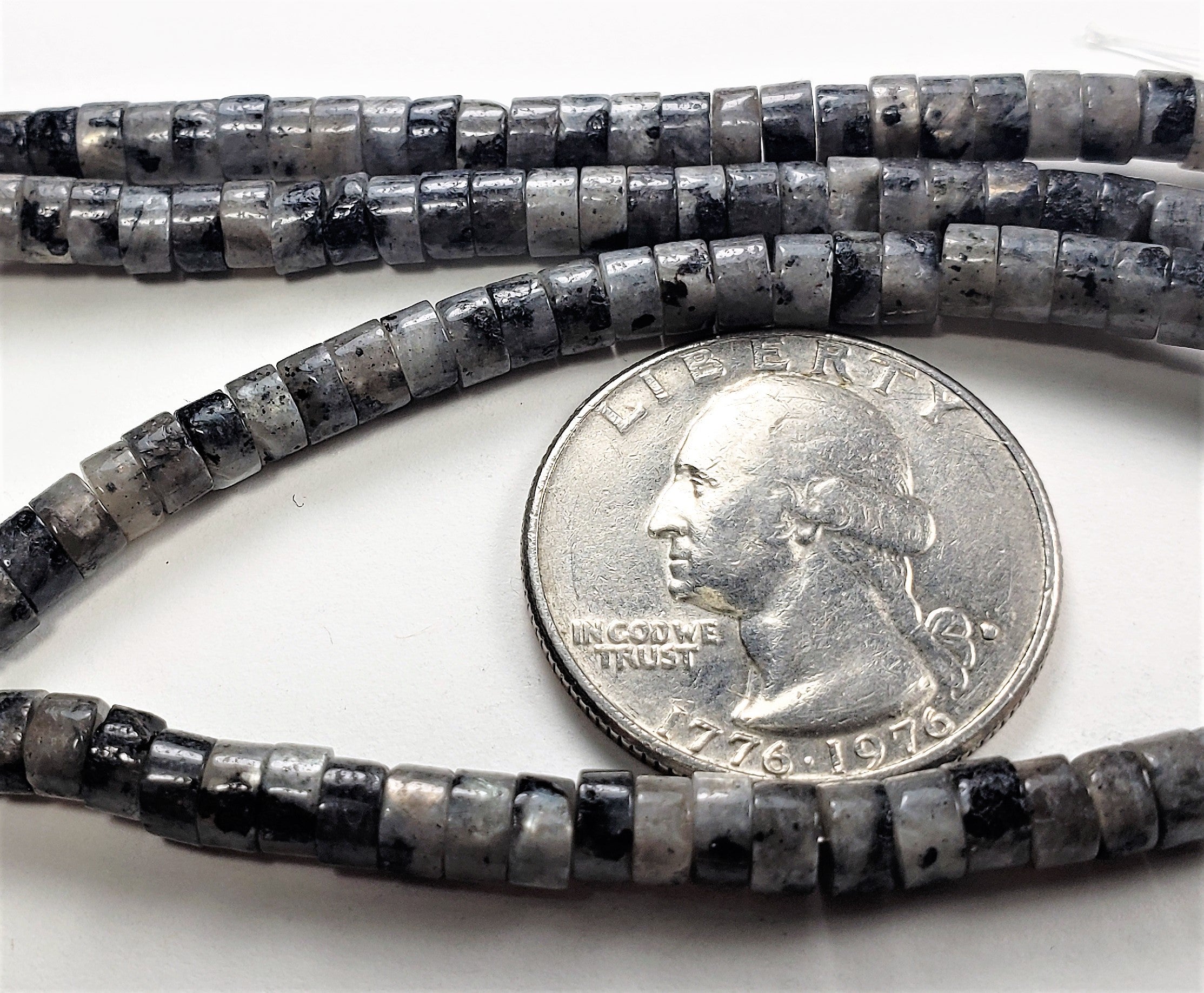 4x2mm Heishi Larvikite Gemstone Beads 8-Inch Strand